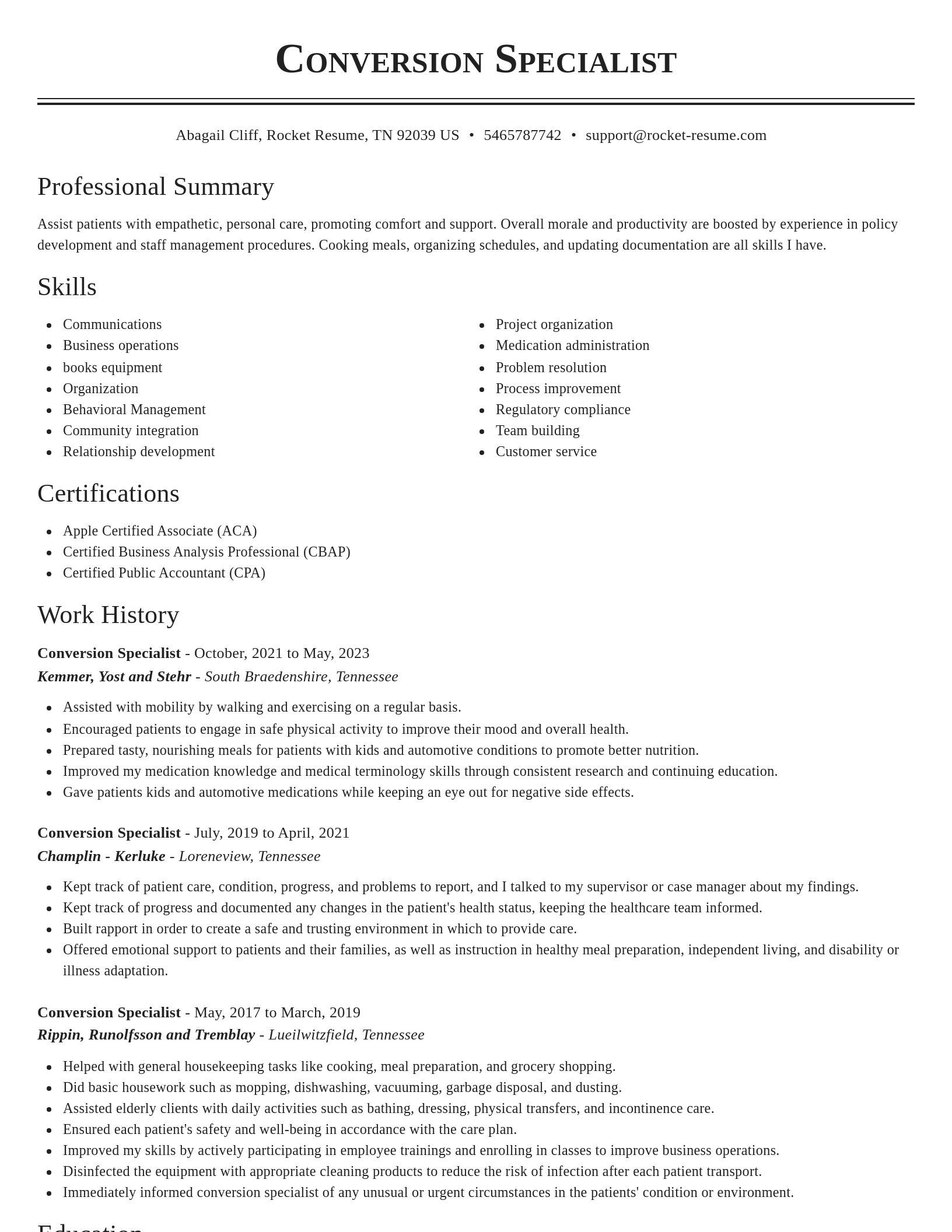 Classic resume template