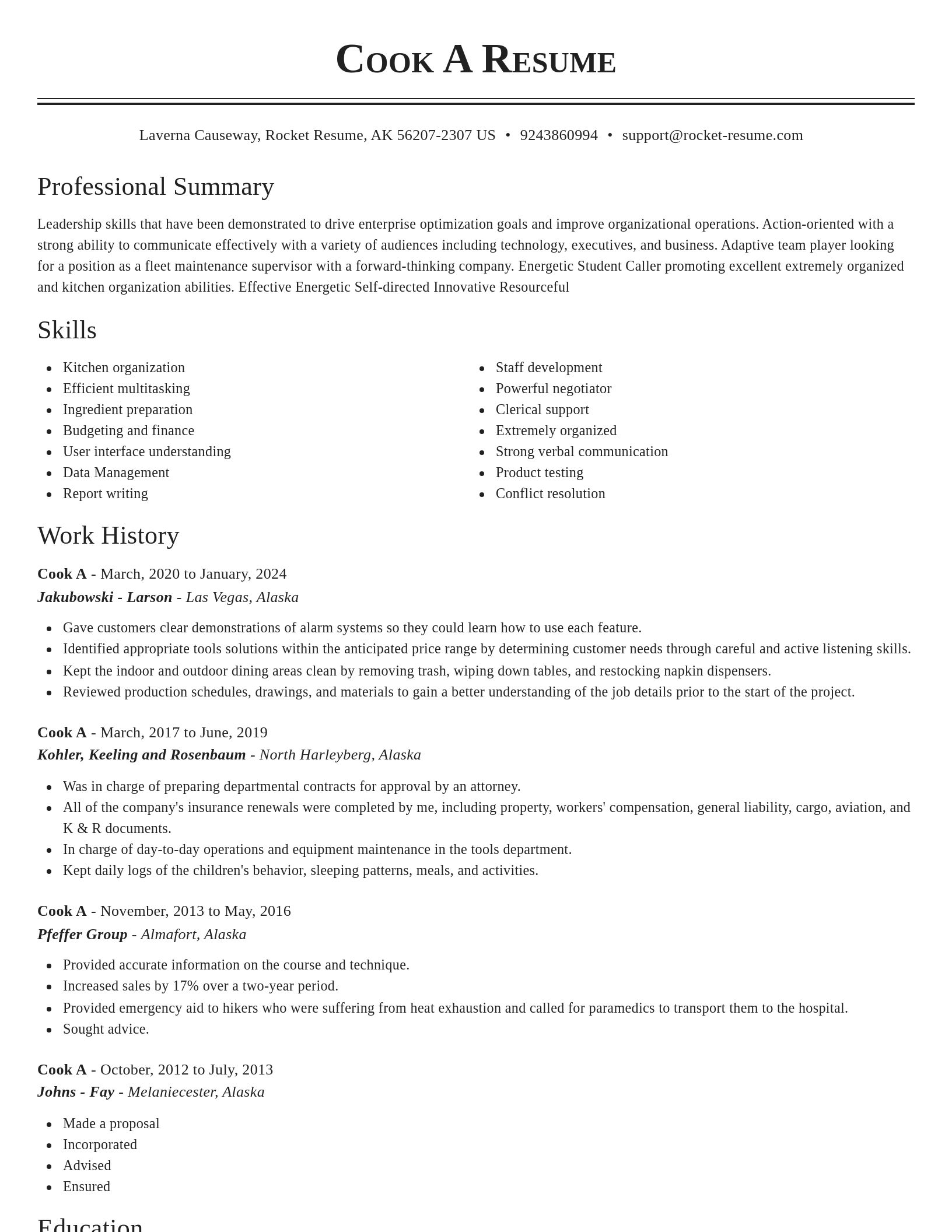 Classic resume template