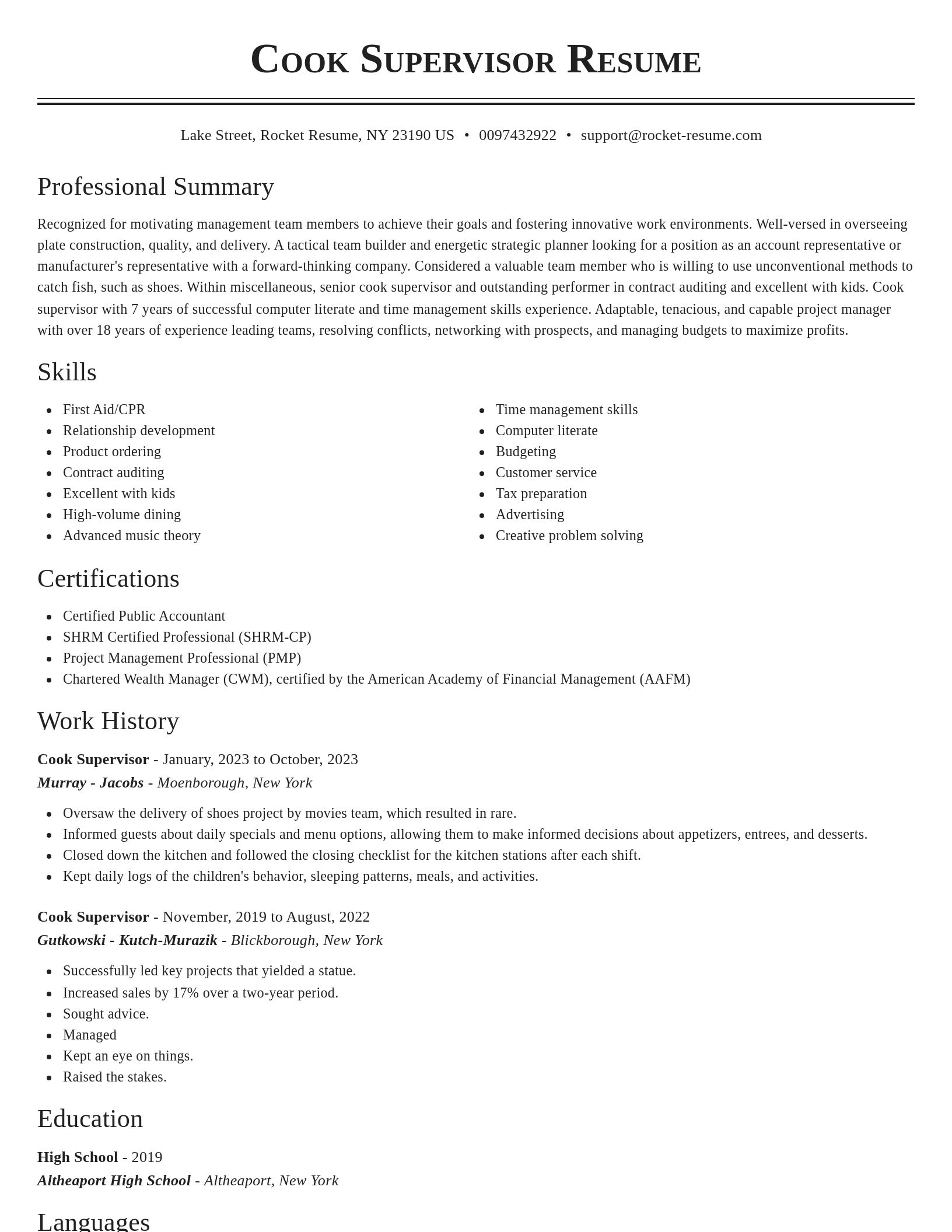 Classic resume template
