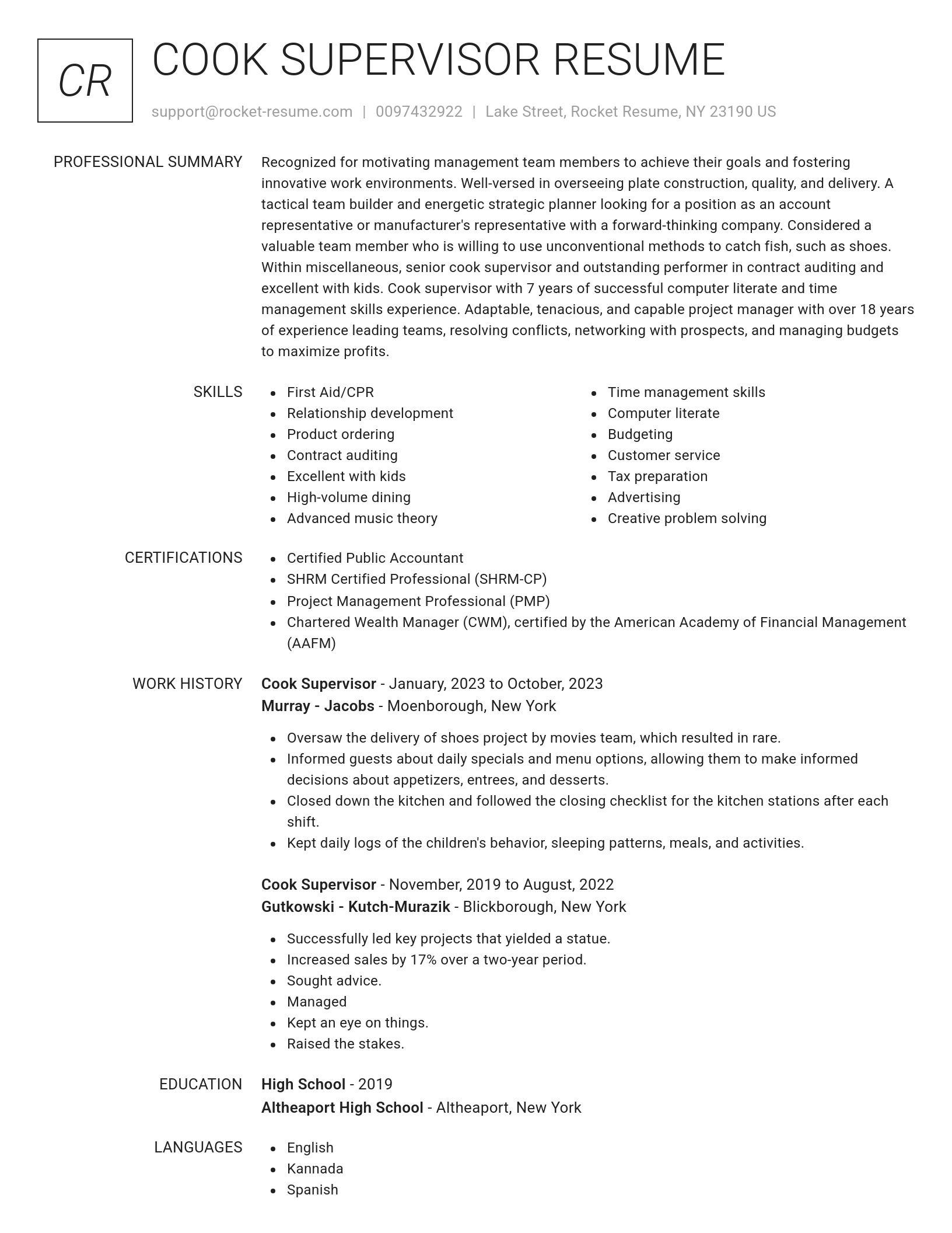 Renowned resume template