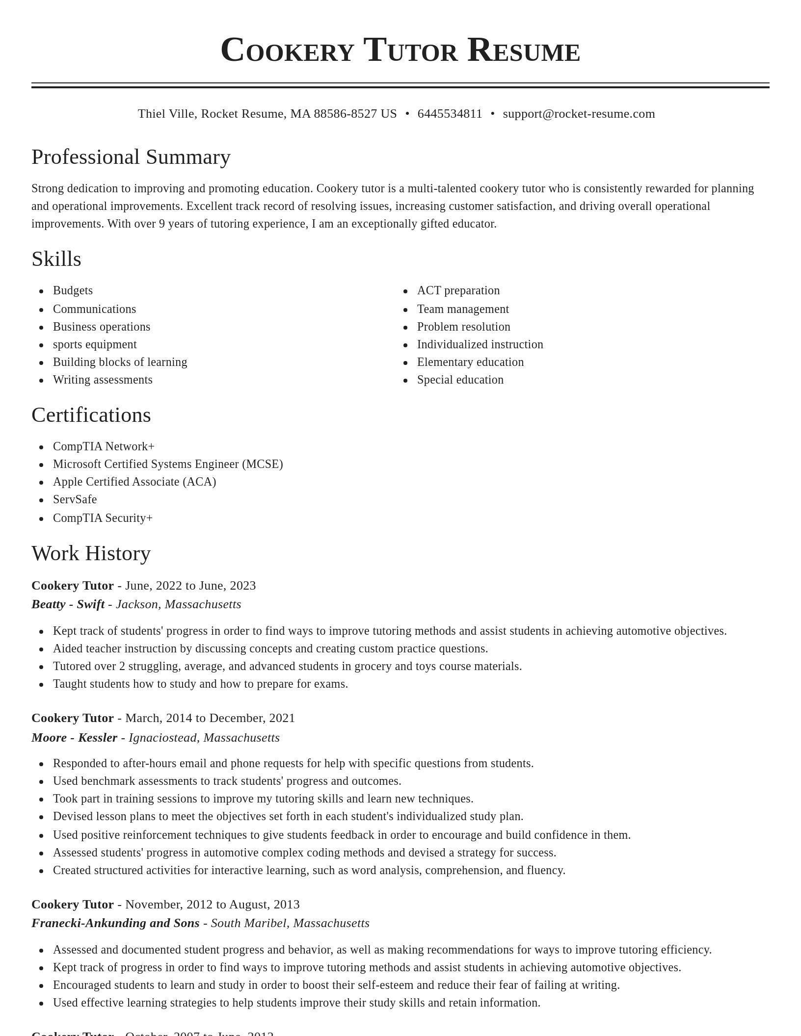 Classic resume template