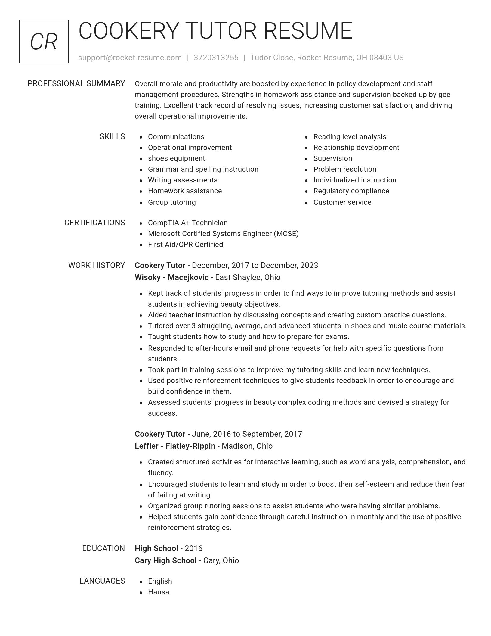 Renowned resume template