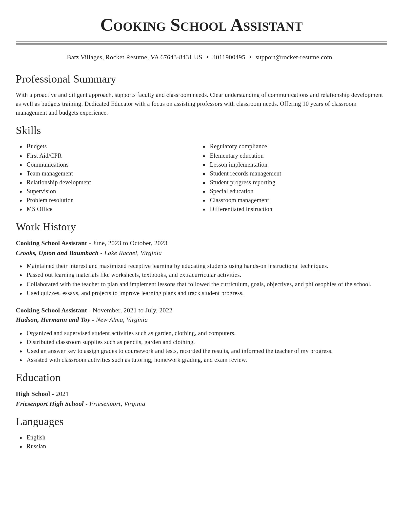 Classic resume template