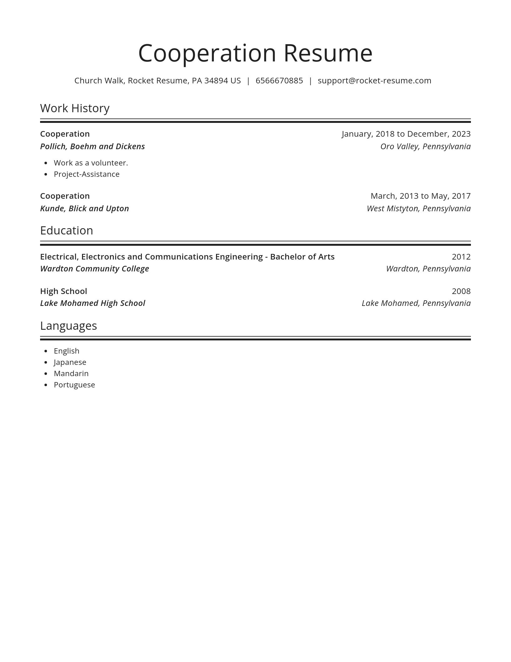 Spotlight resume template