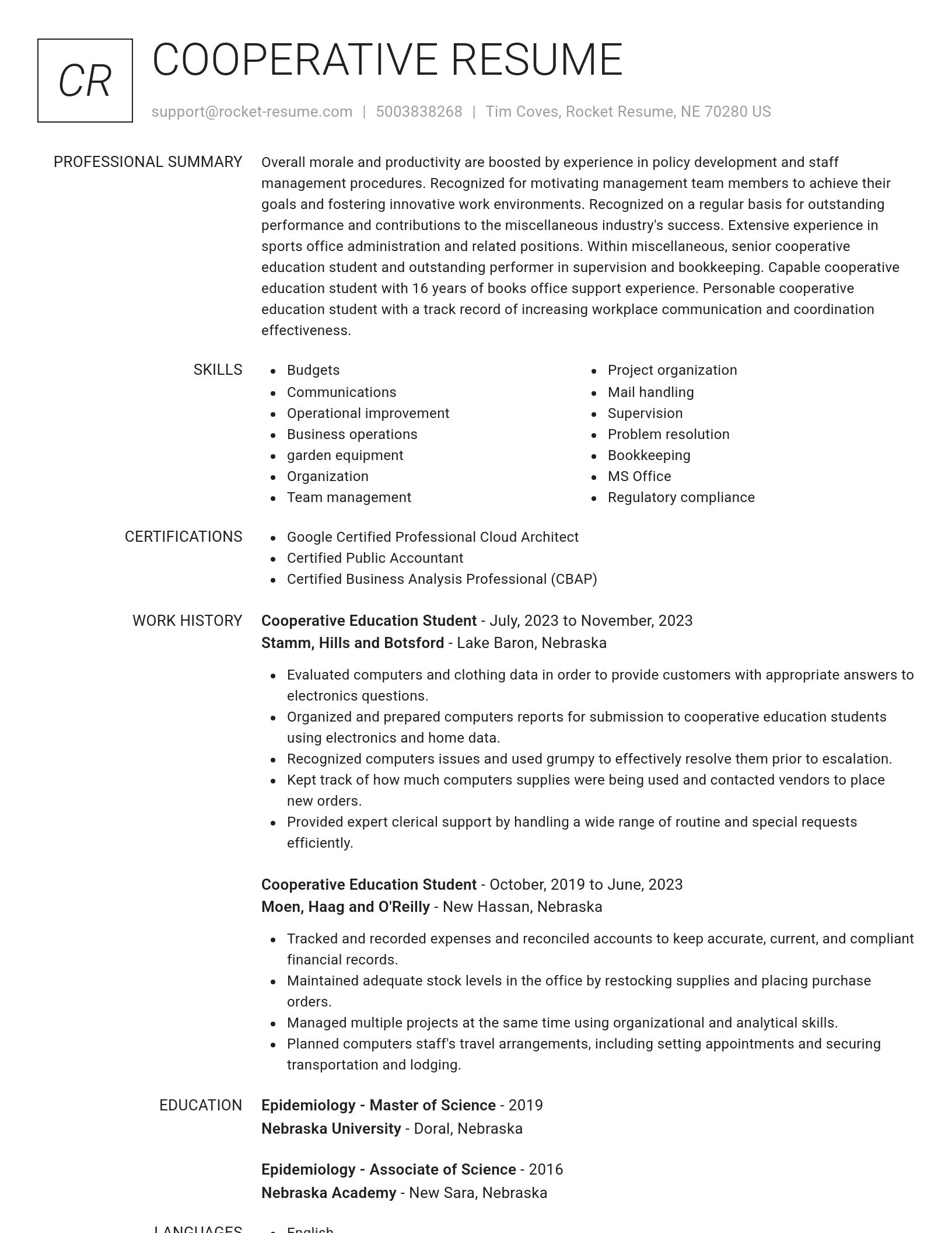 Renowned resume template