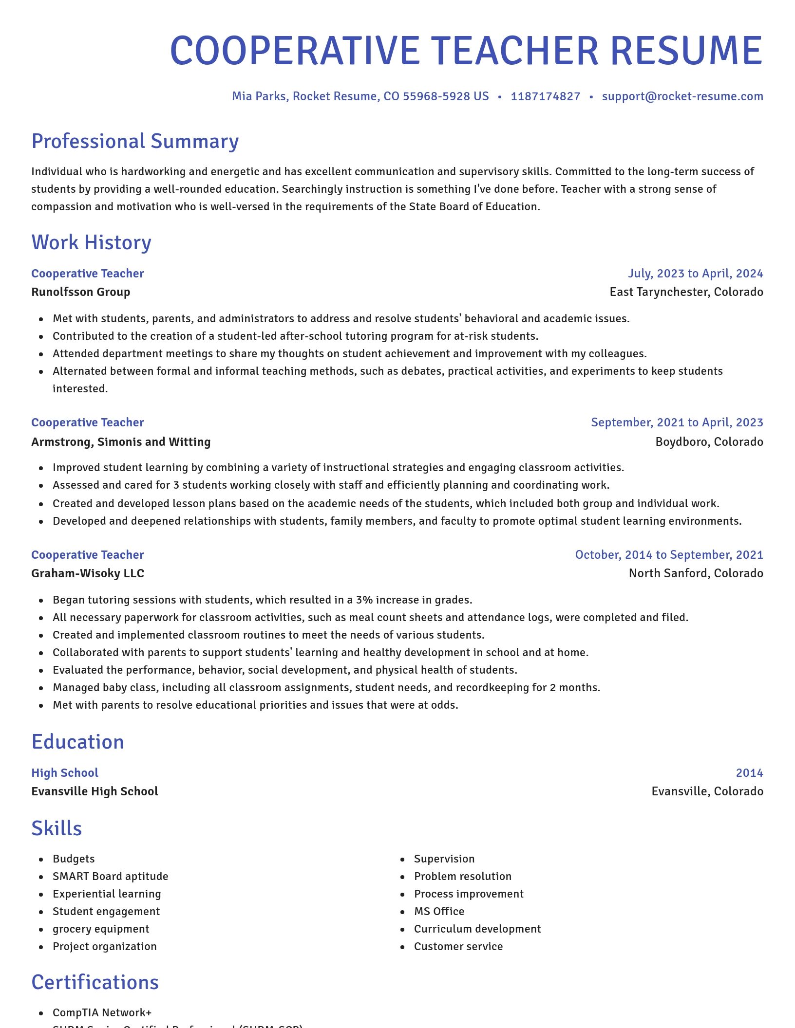 Novel resume template