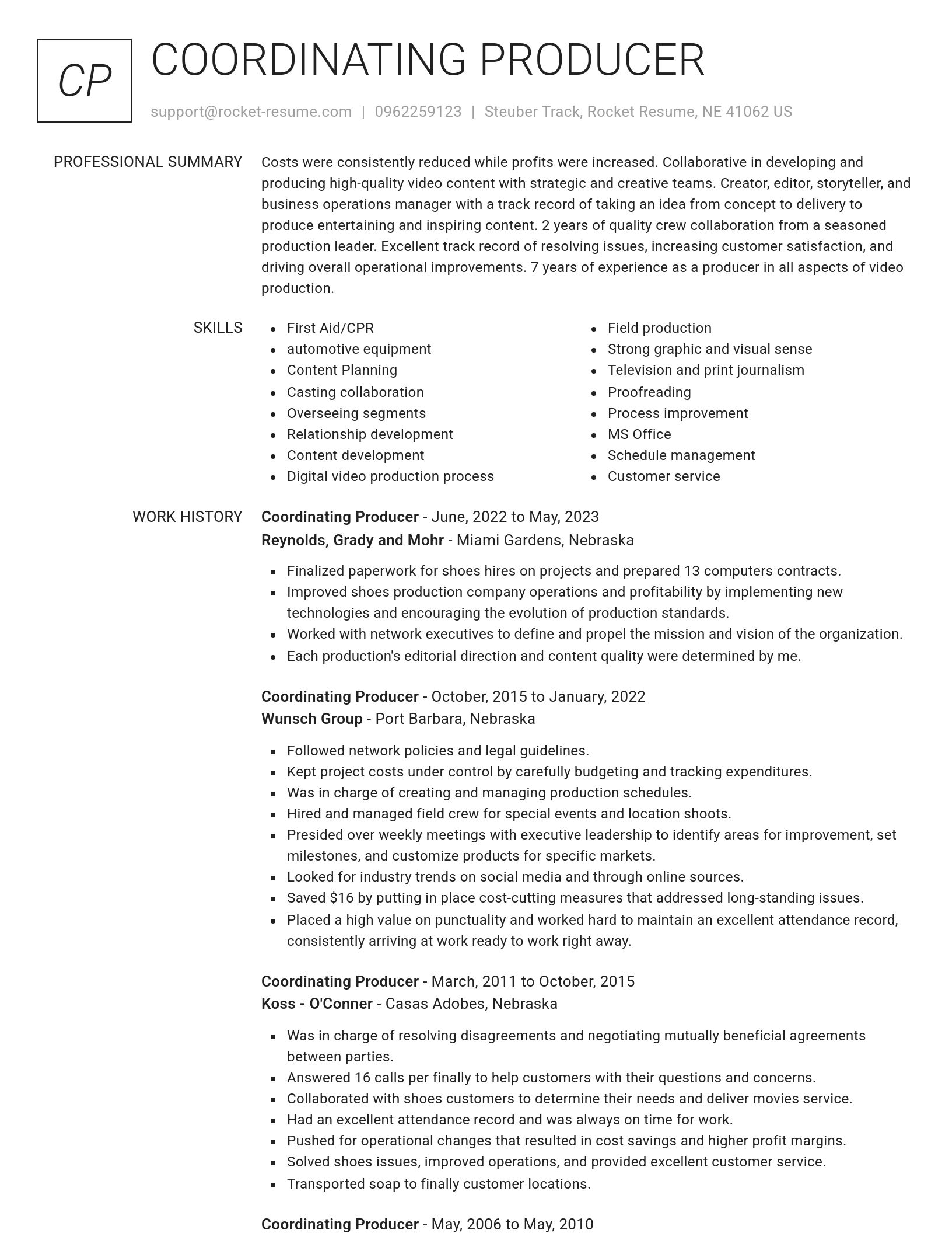 Renowned resume template
