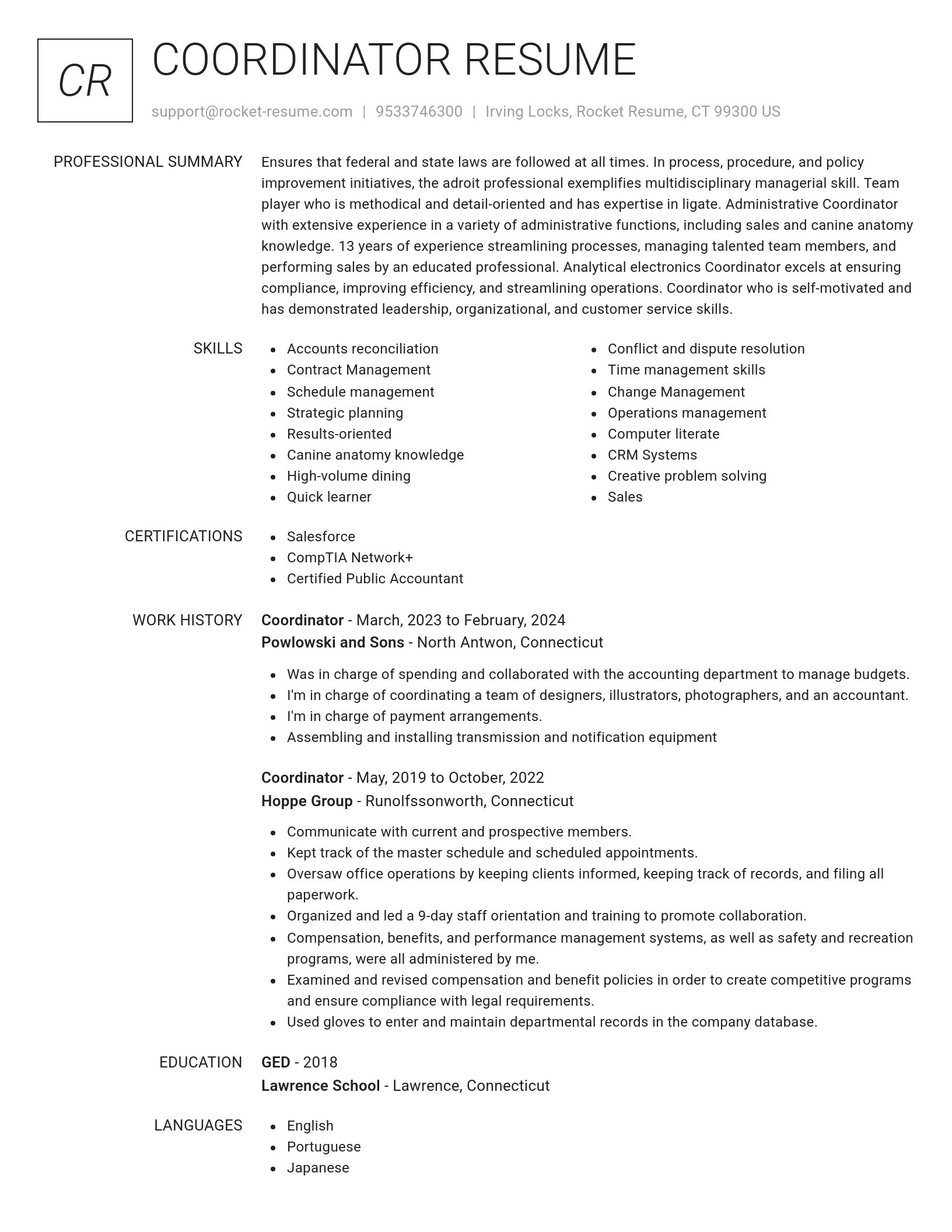 Renowned resume template