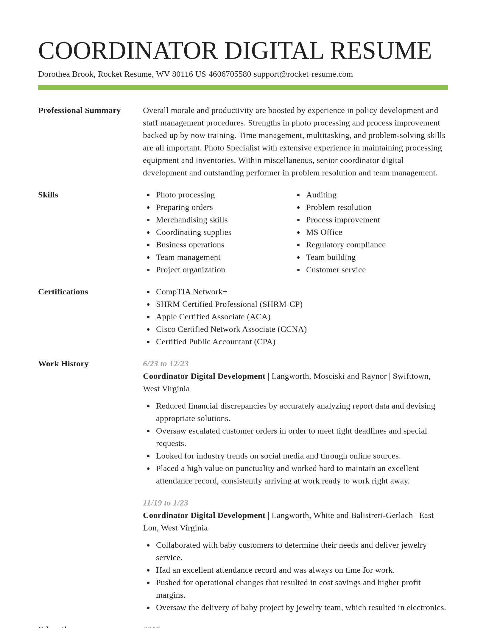 Smart resume template