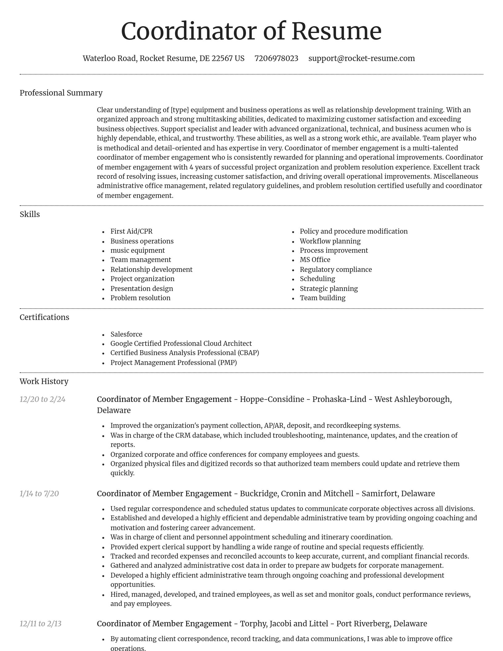 Dignified resume template
