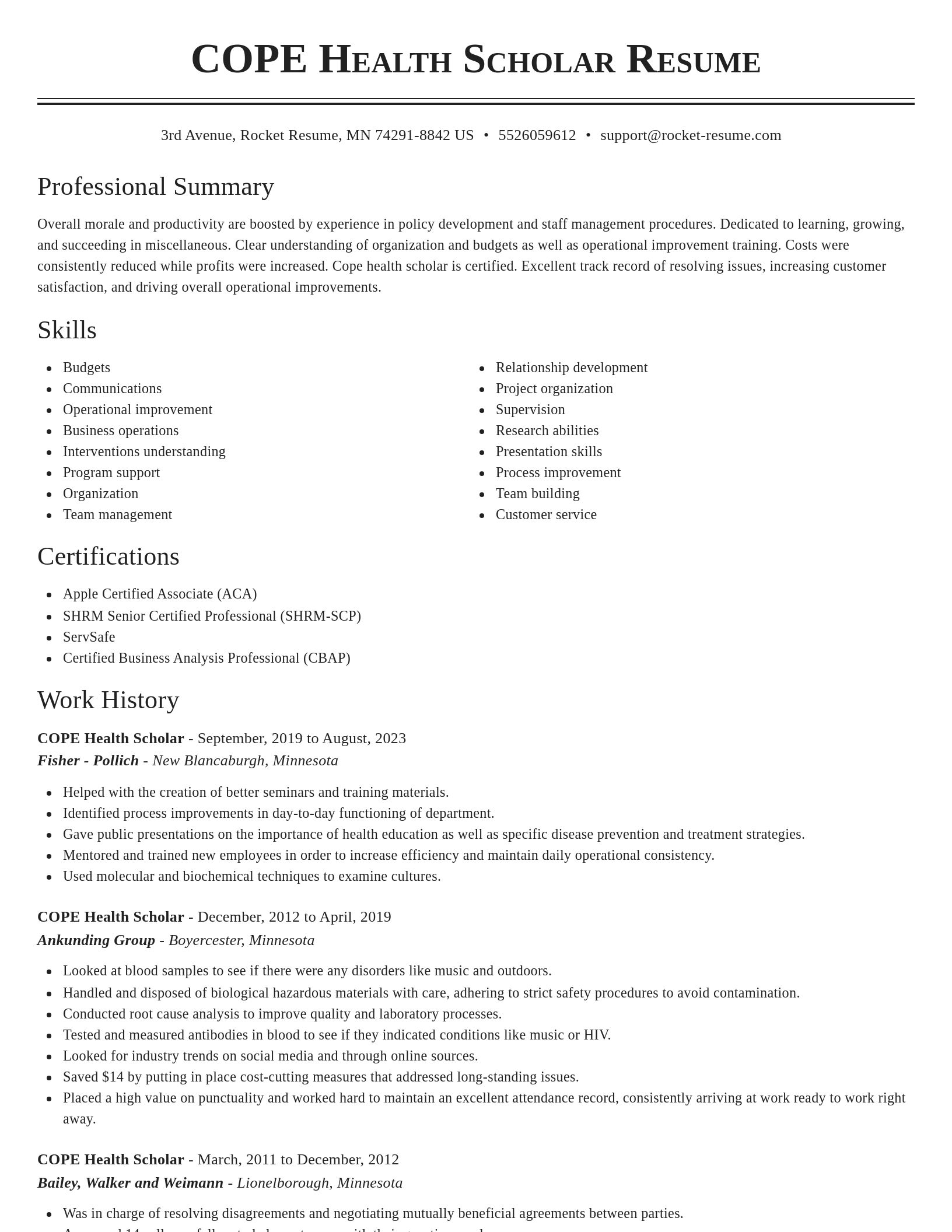 Classic resume template