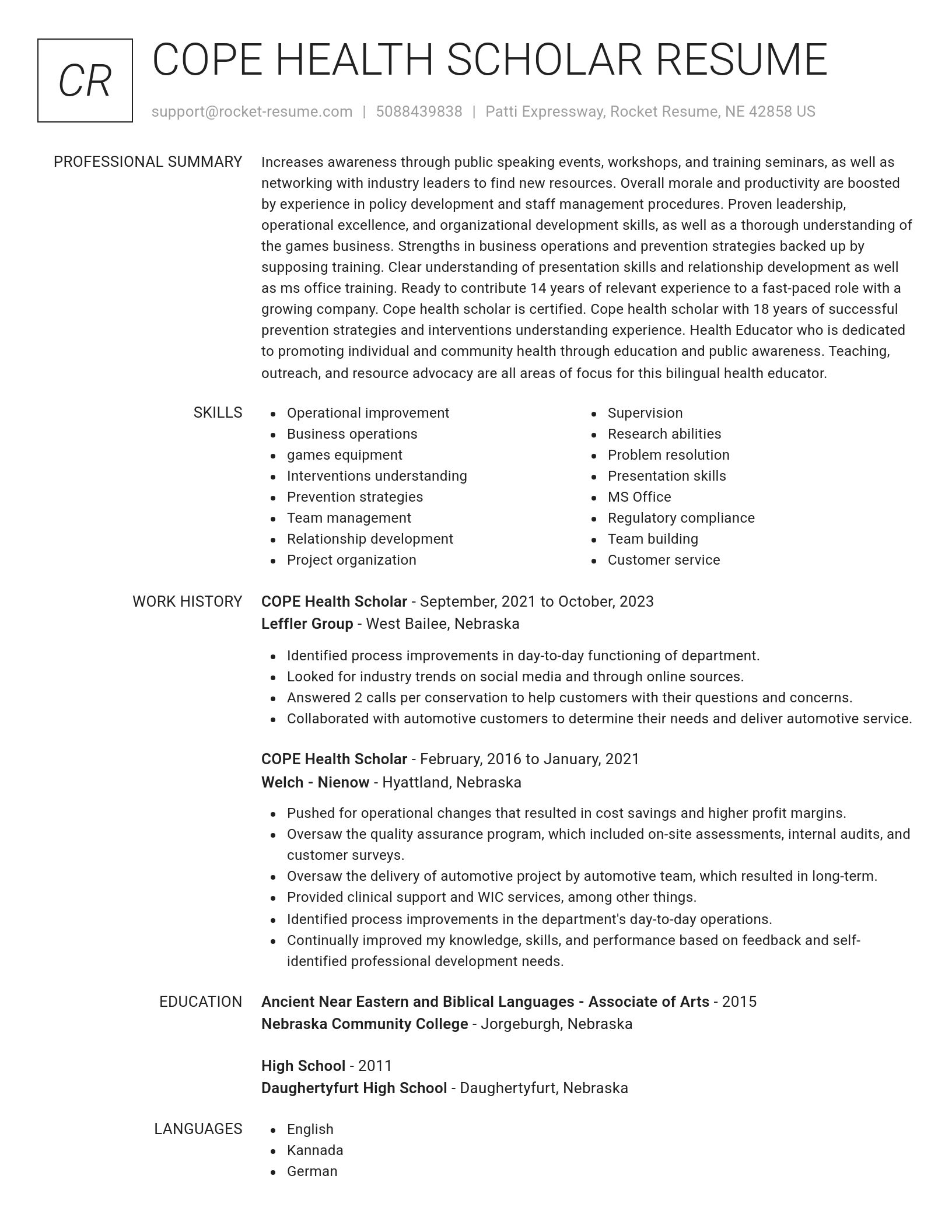 Renowned resume template