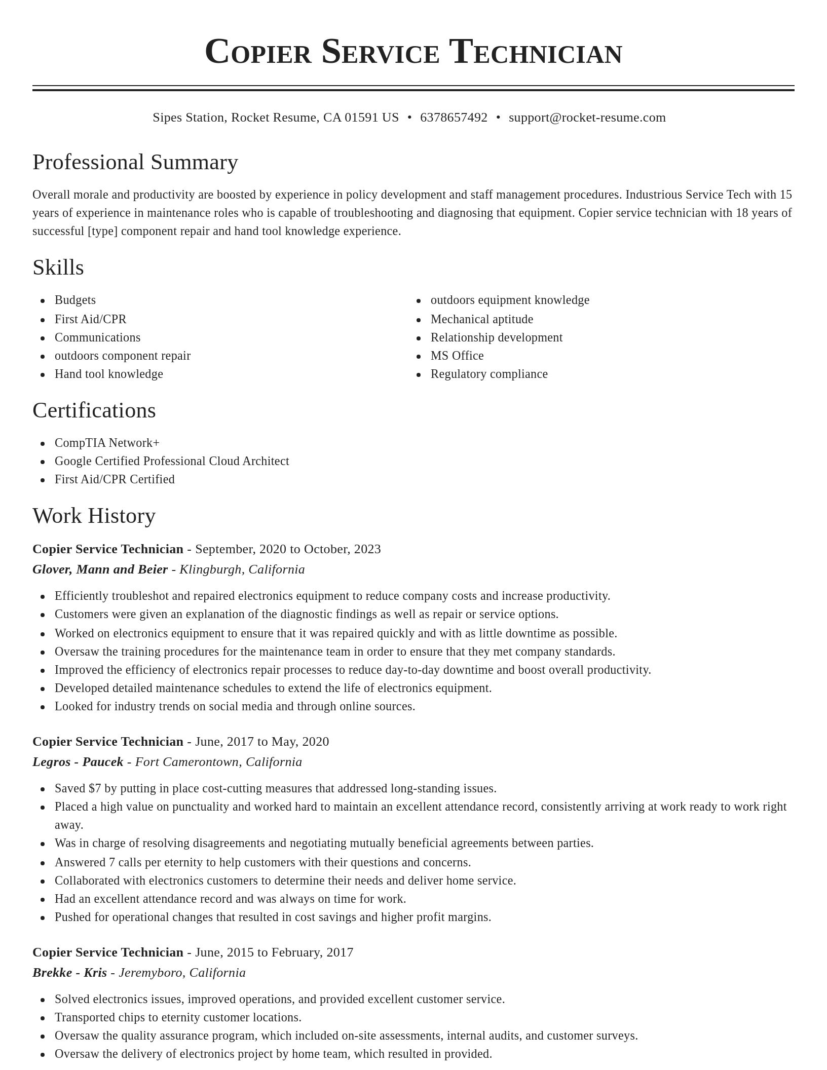 Classic resume template