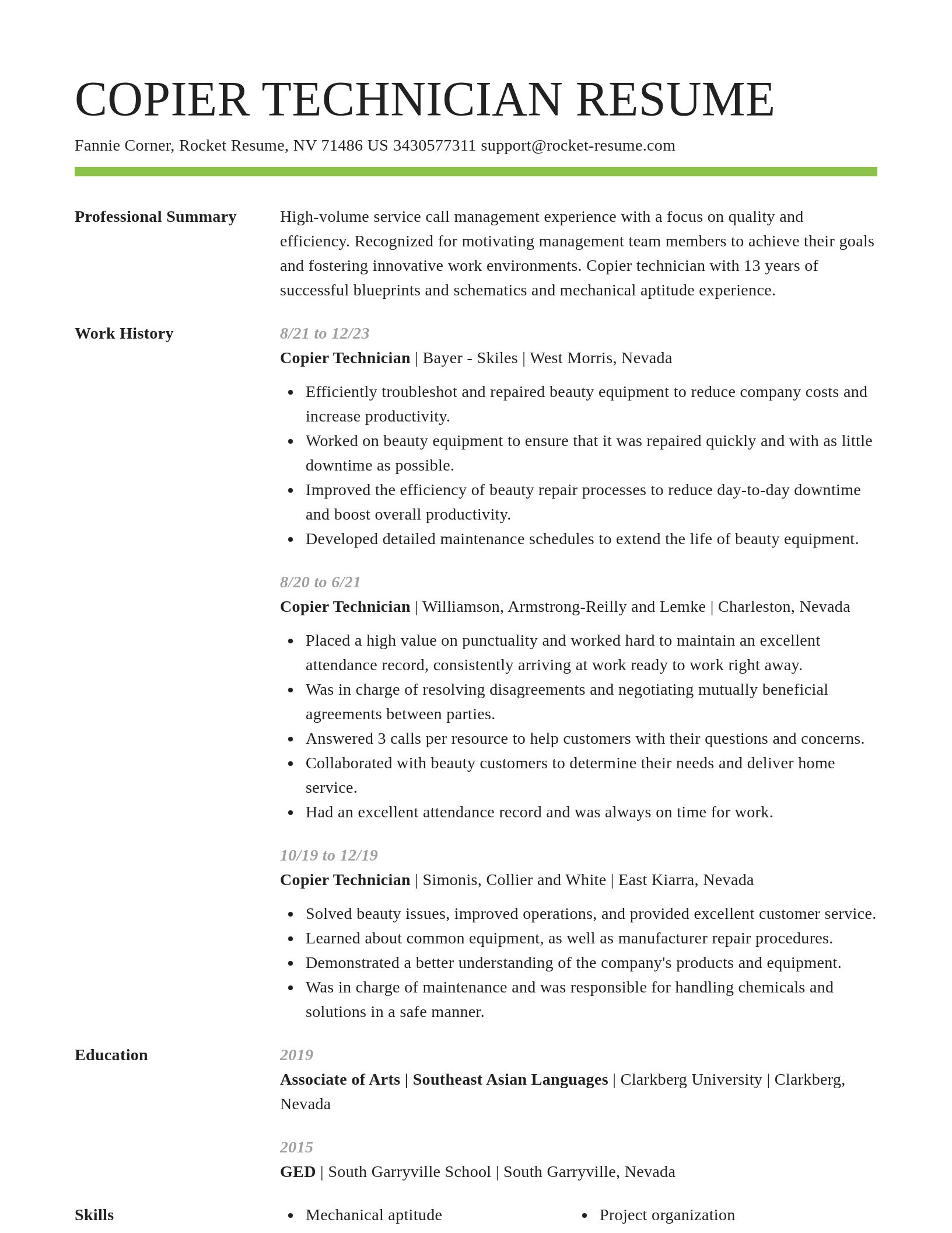 Smart resume template
