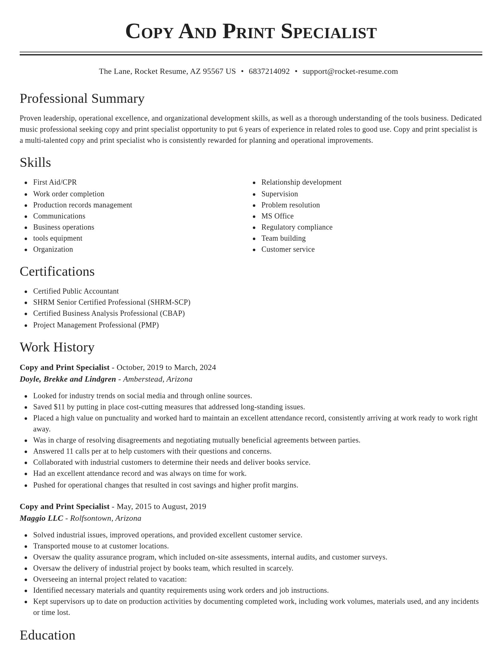 Classic resume template