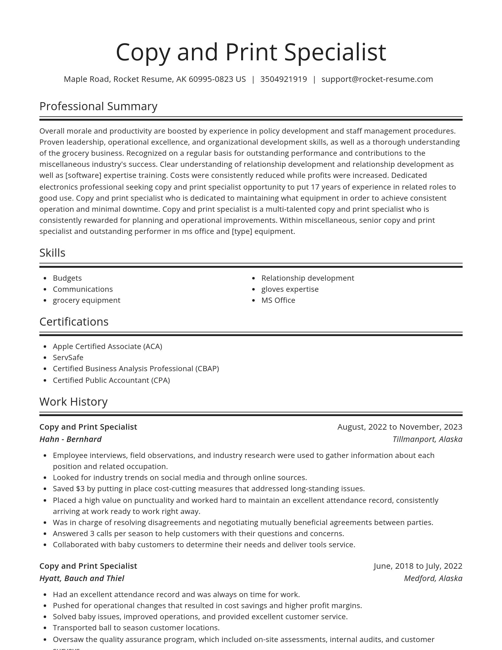 Spotlight resume template