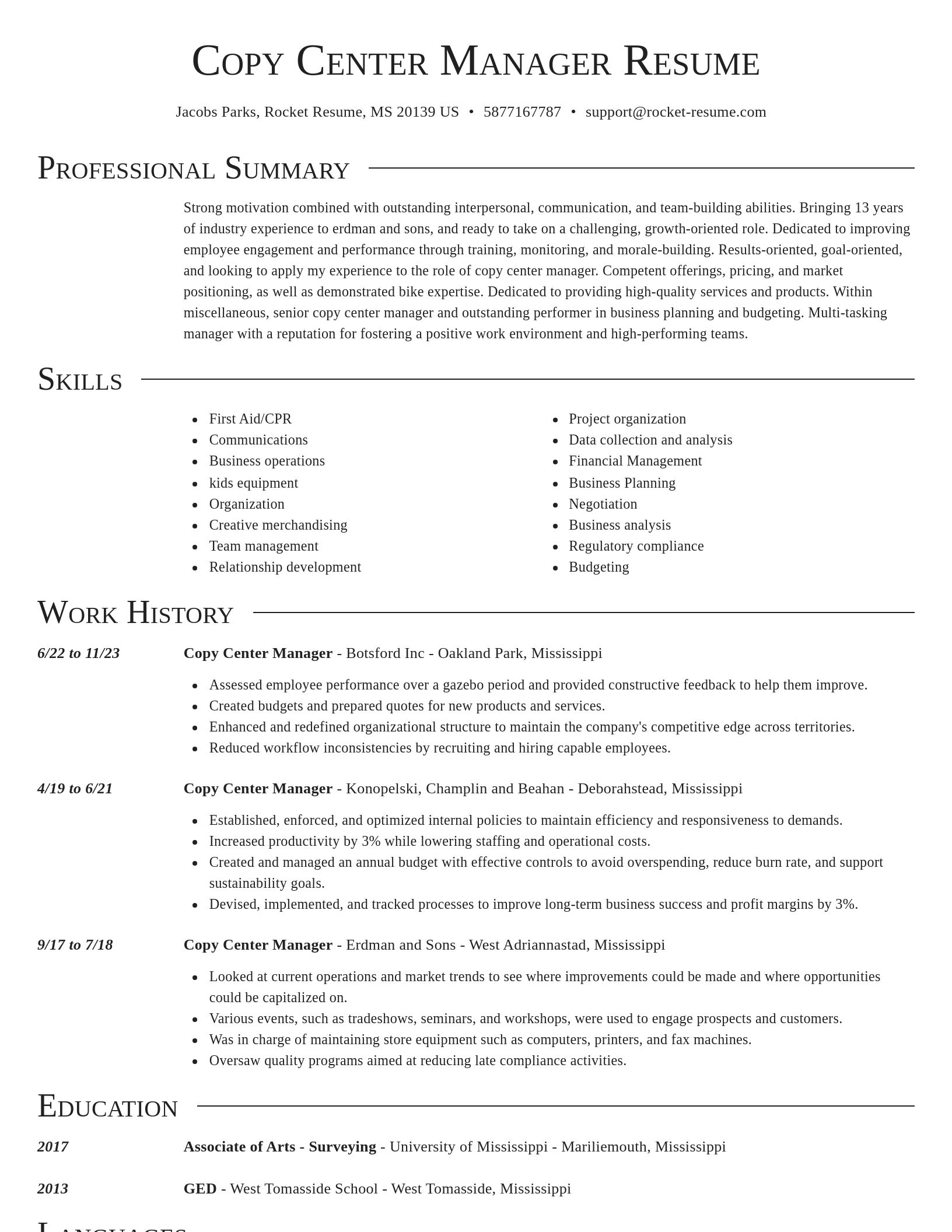 Director resume template