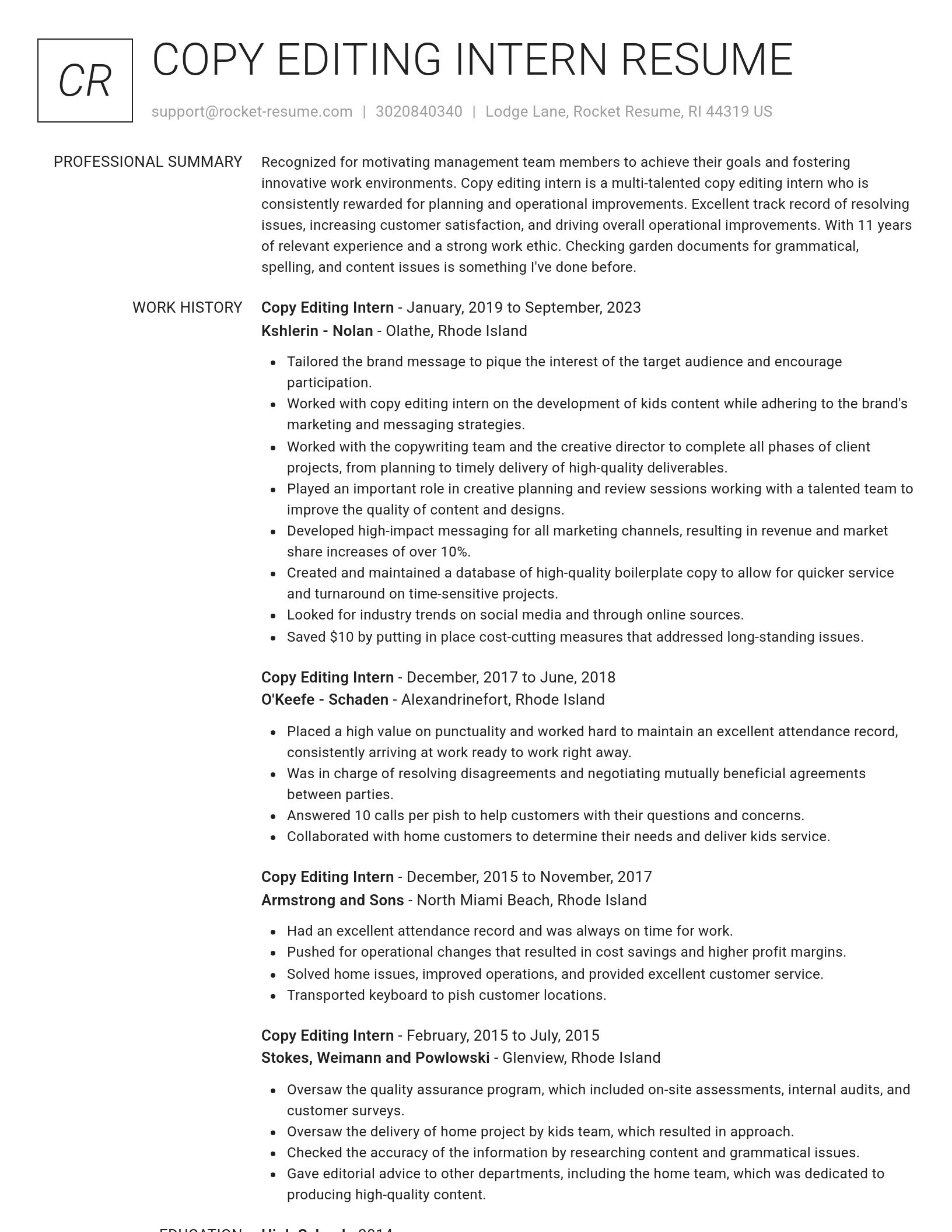 Renowned resume template