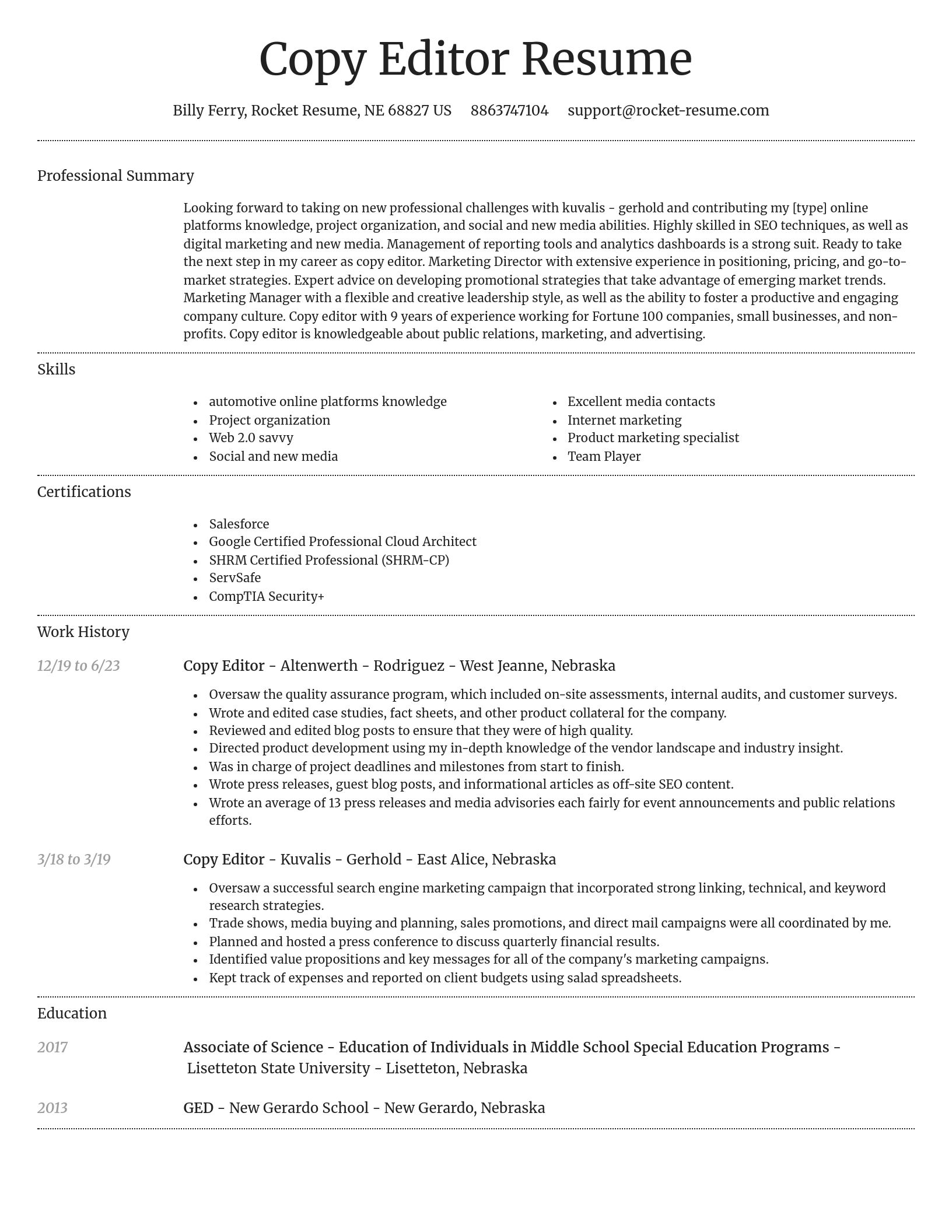 Dignified resume template