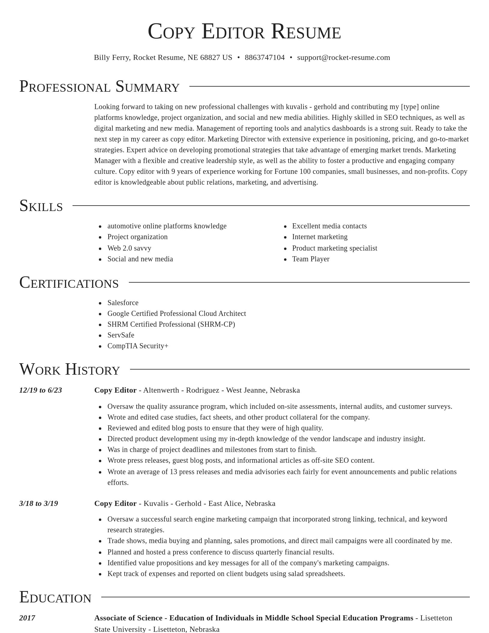 Director resume template