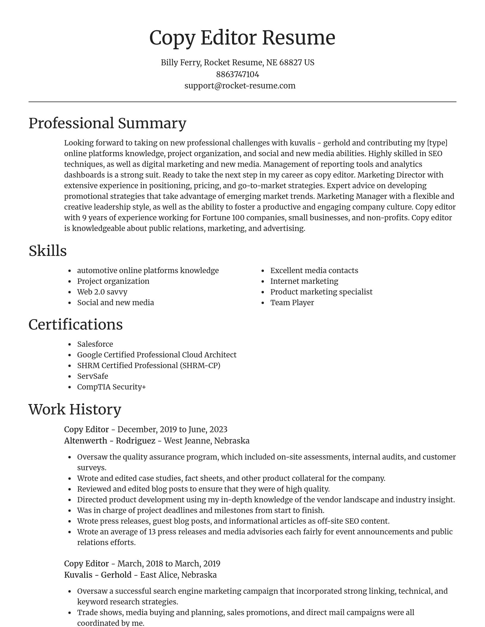 Focal Point resume template