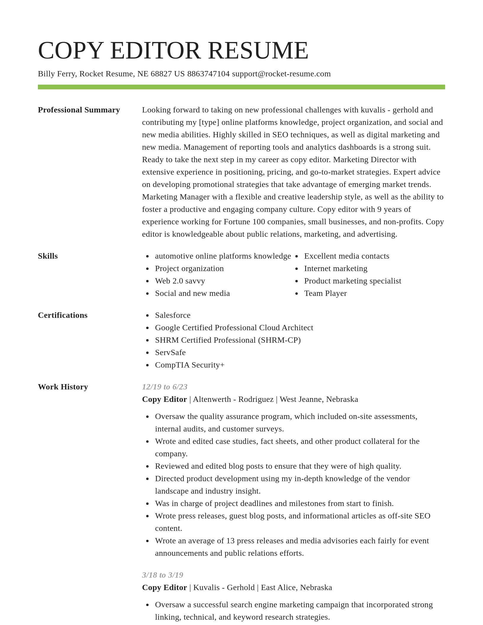 Smart resume template