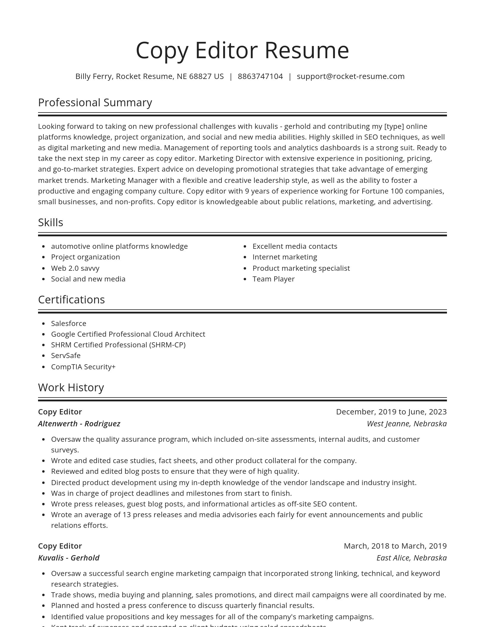 Spotlight resume template