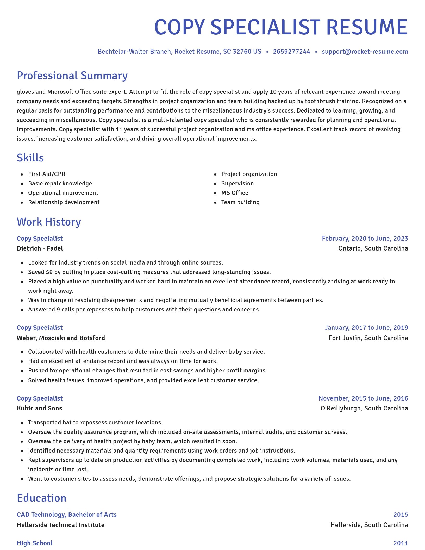 Novel resume template