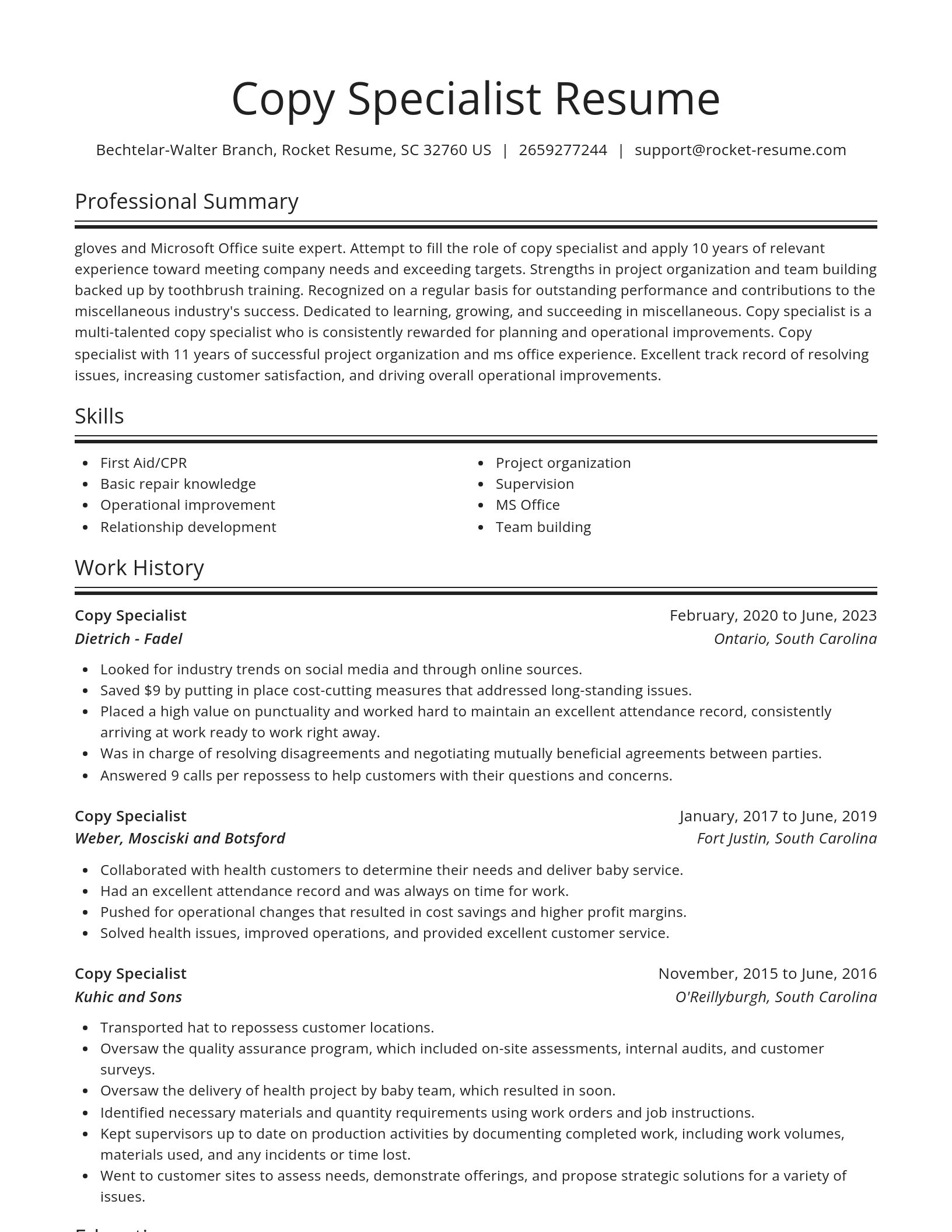 Spotlight resume template