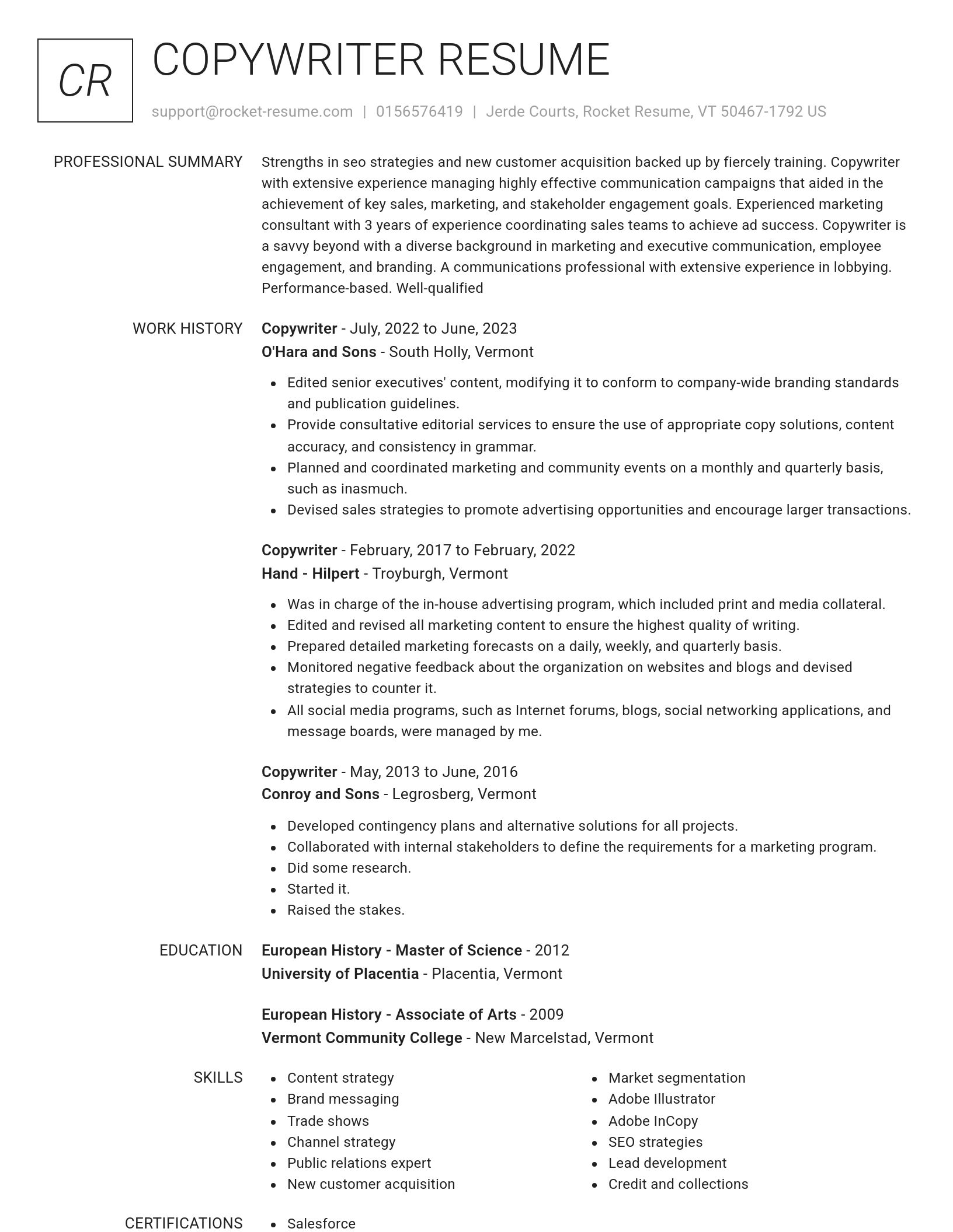 Renowned resume template