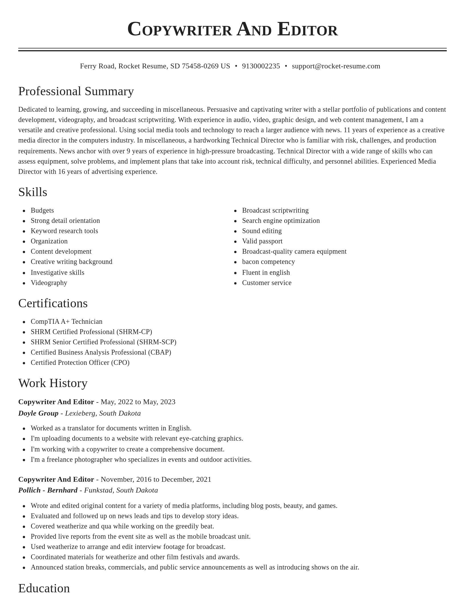 Classic resume template