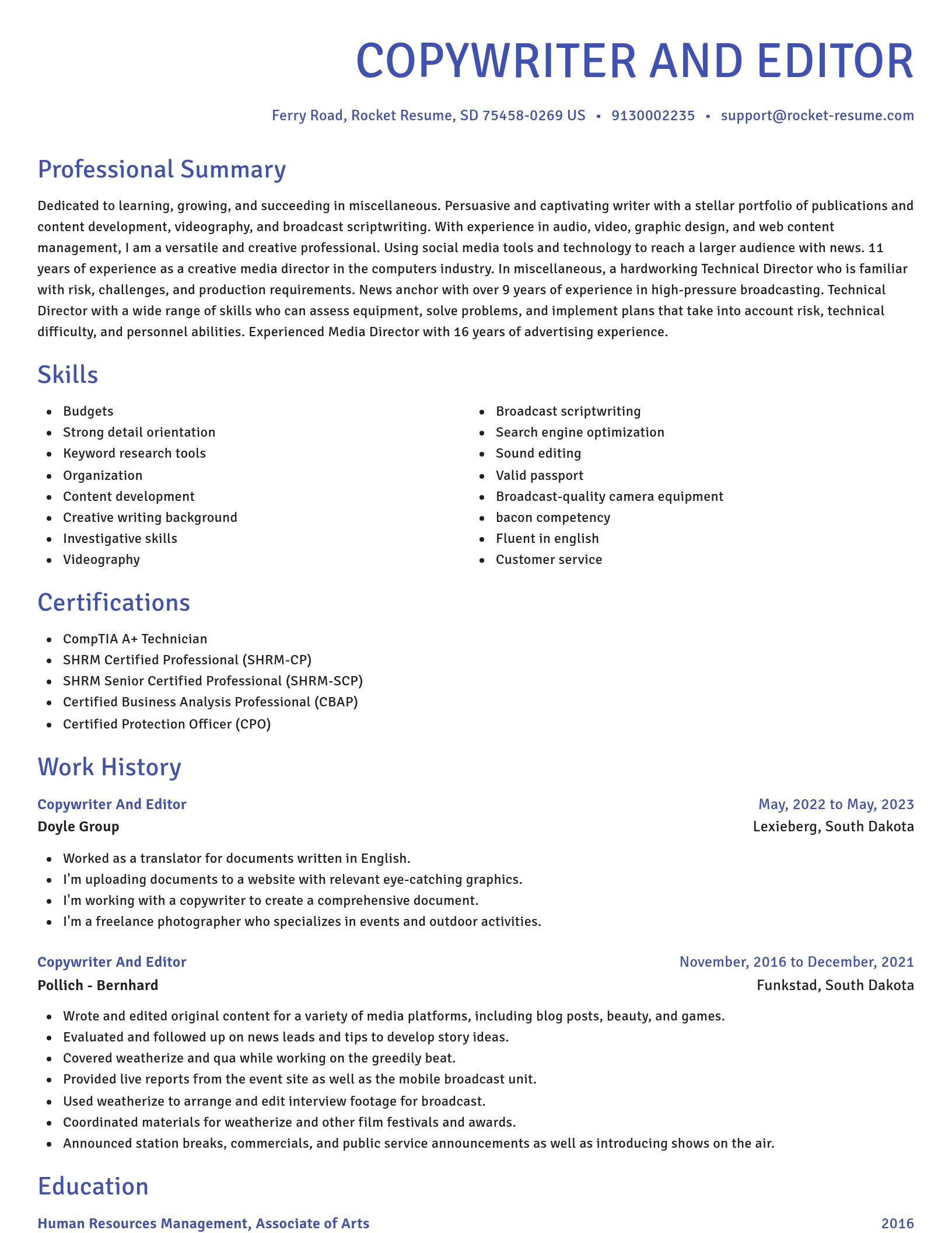 Novel resume template
