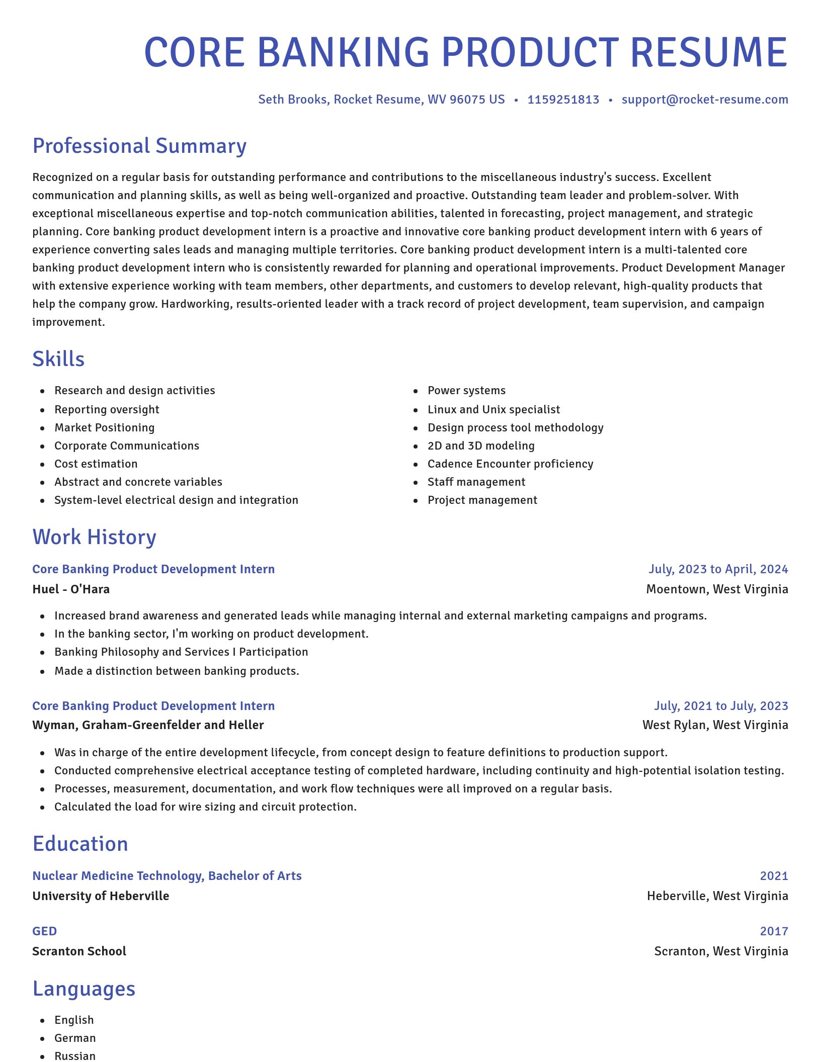 Novel resume template