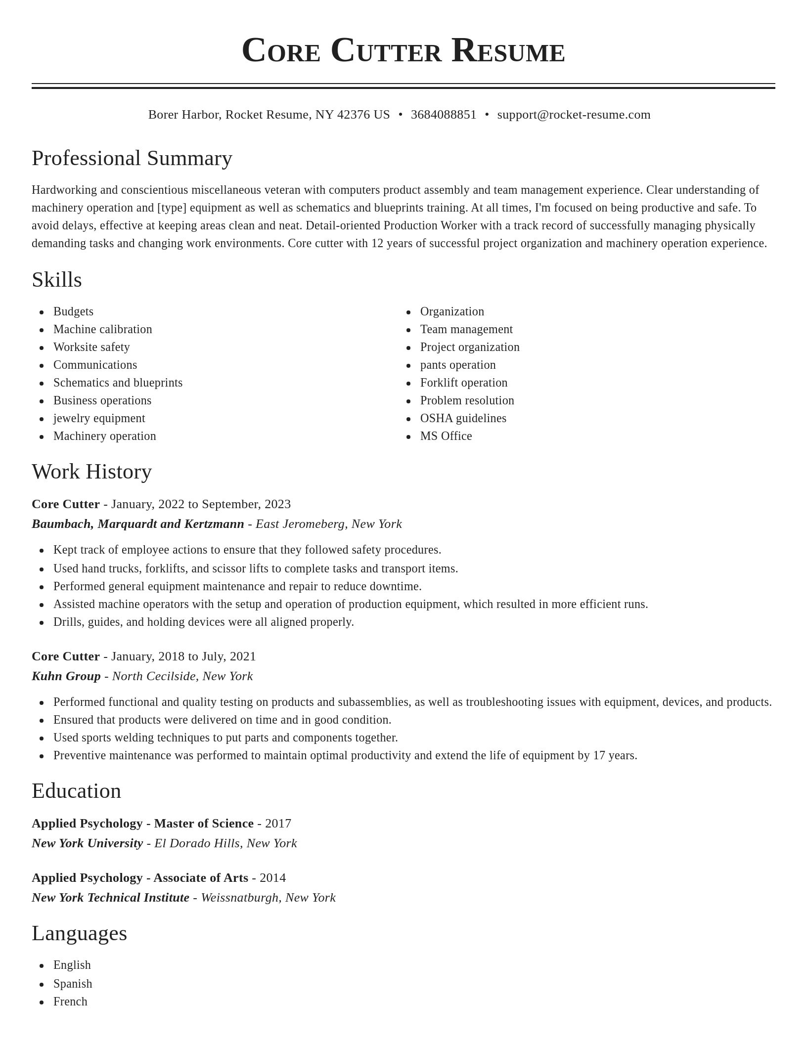 Classic resume template