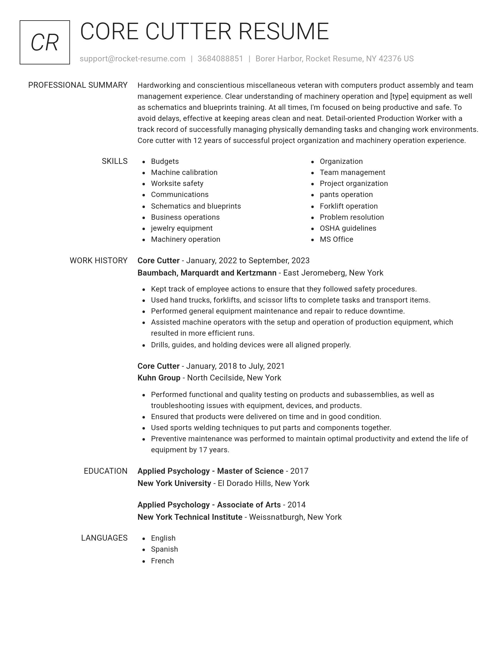 Renowned resume template