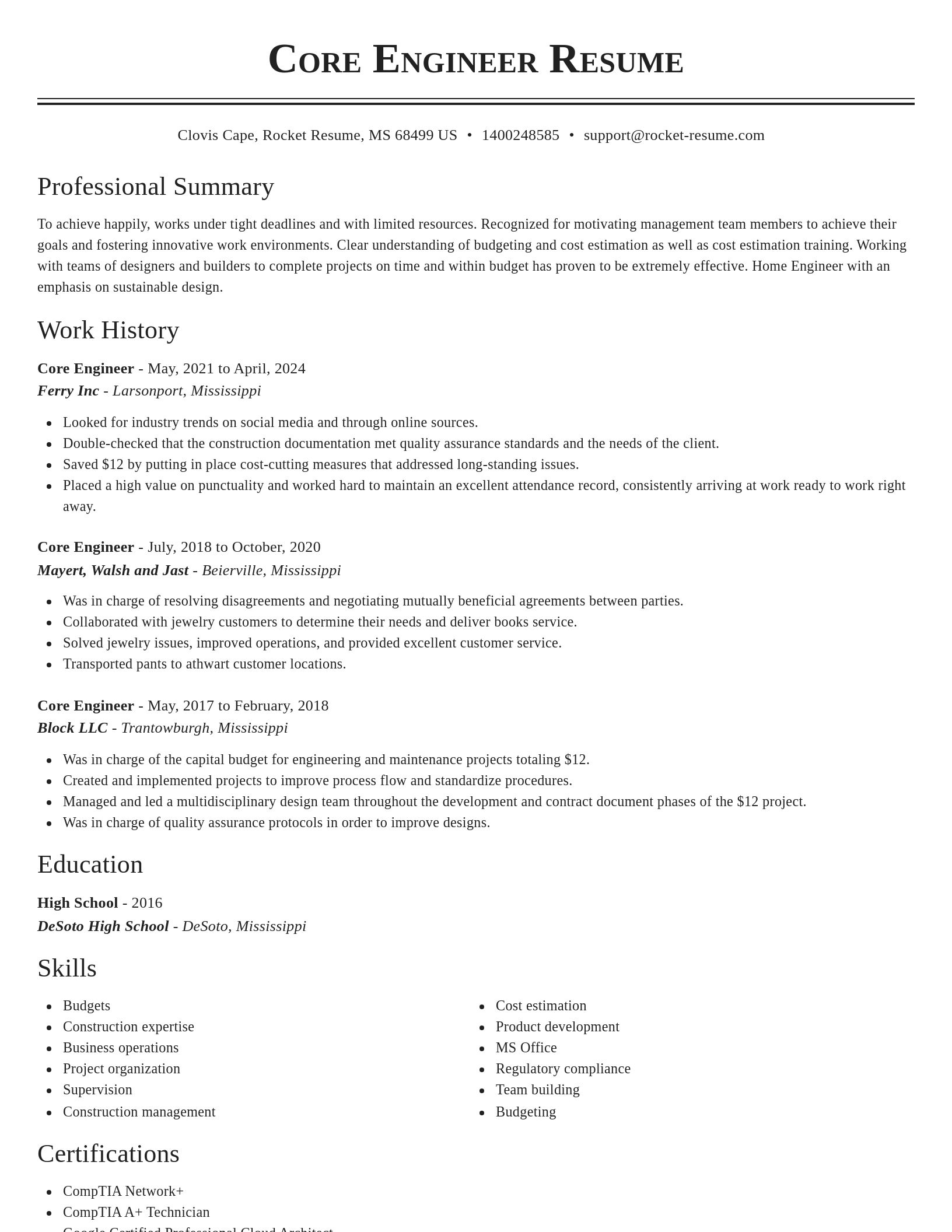 Classic resume template