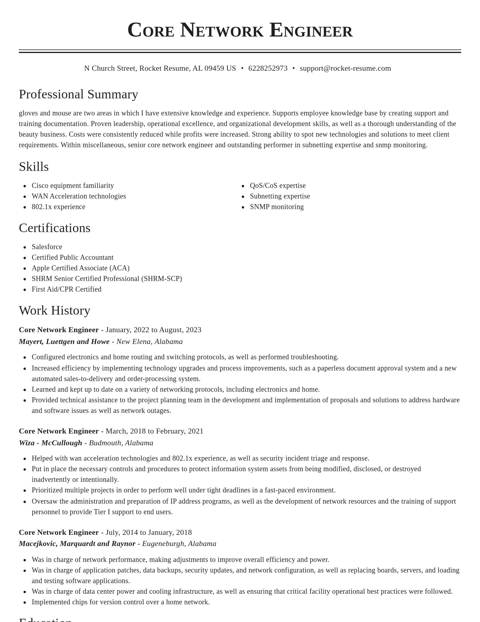 Classic resume template