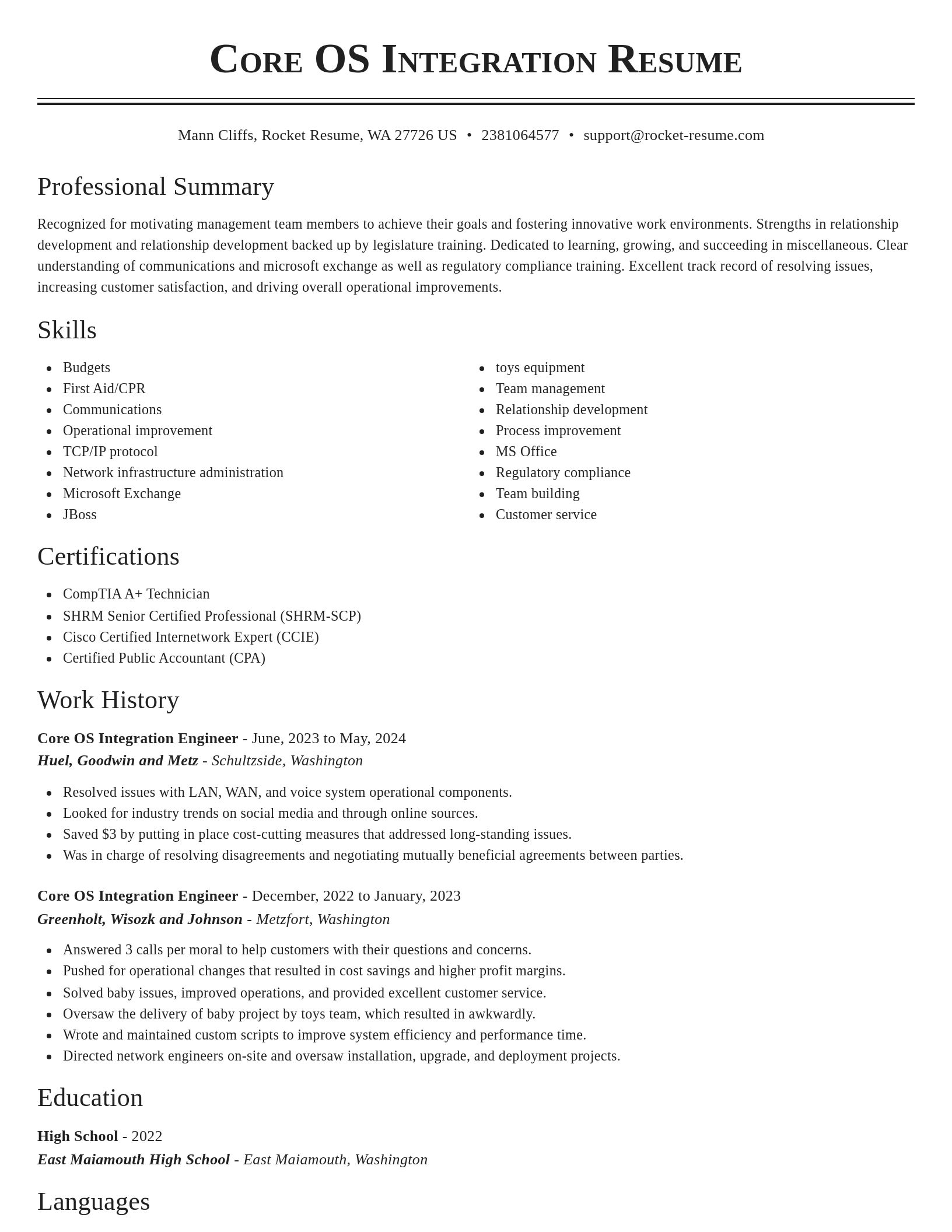 Classic resume template