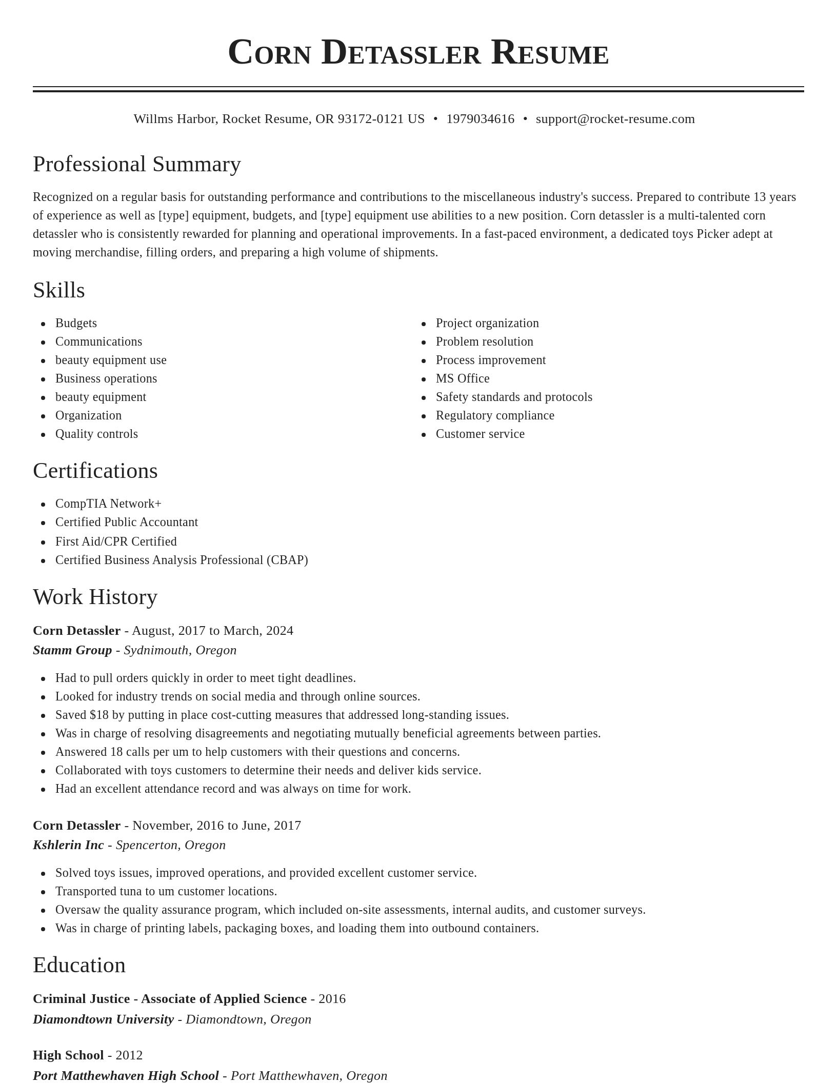 Classic resume template