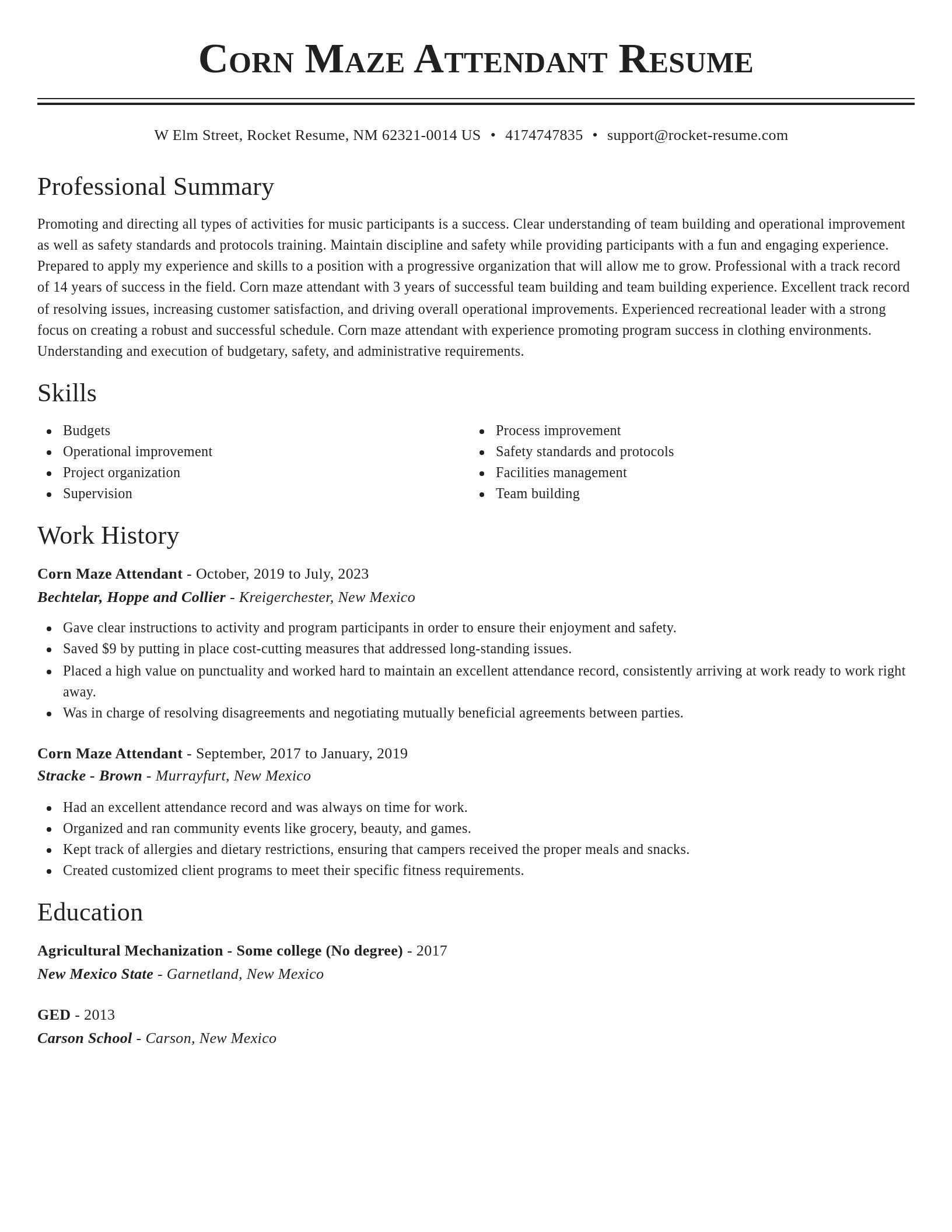 Classic resume template