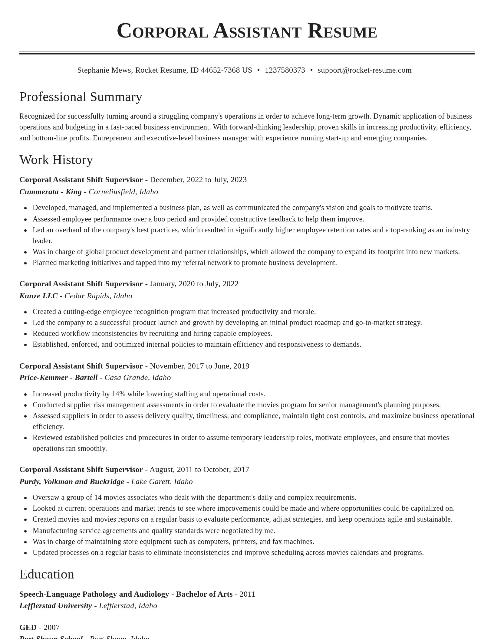 Classic resume template