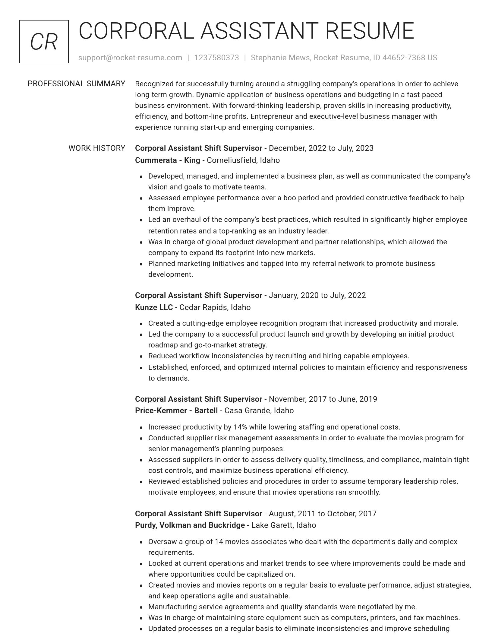 Renowned resume template