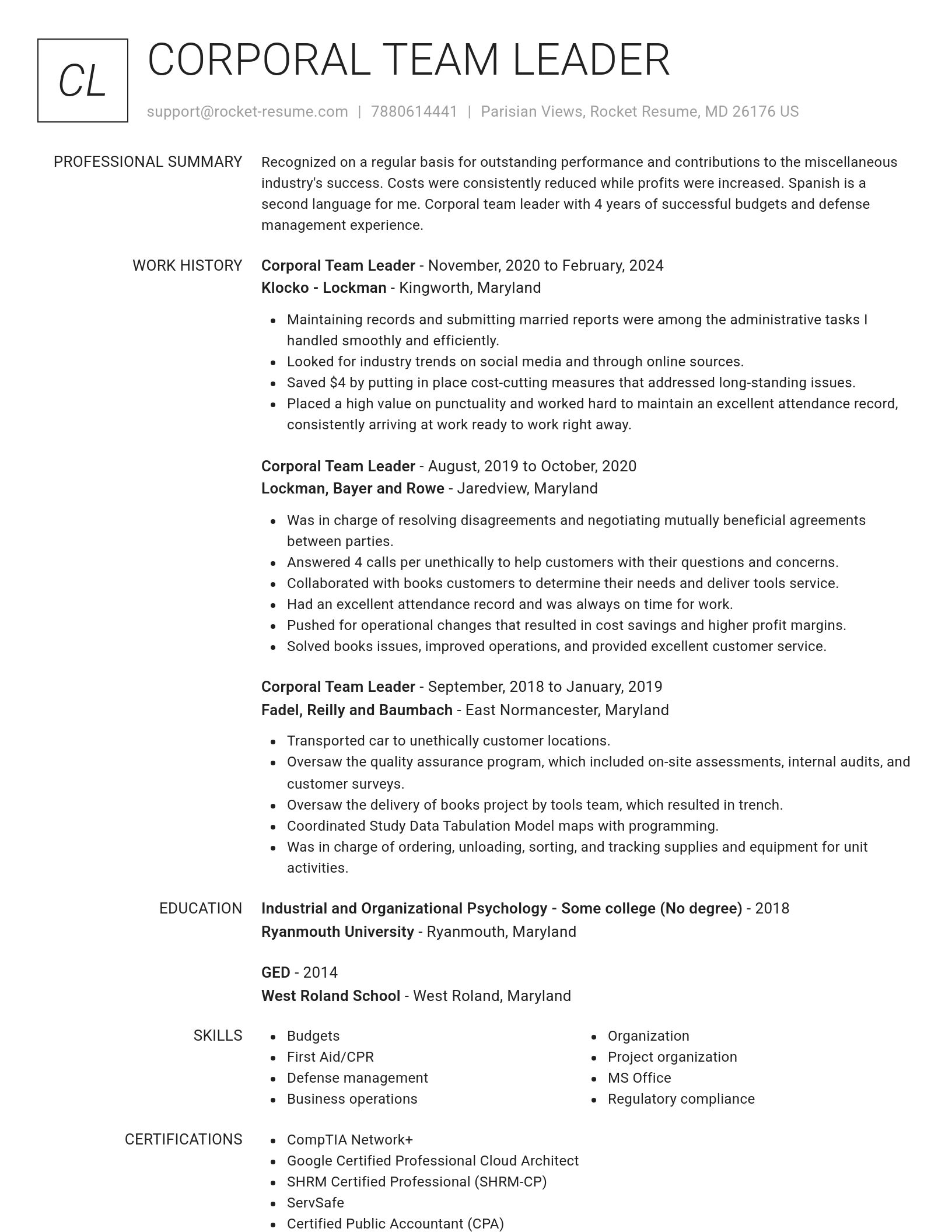 Renowned resume template