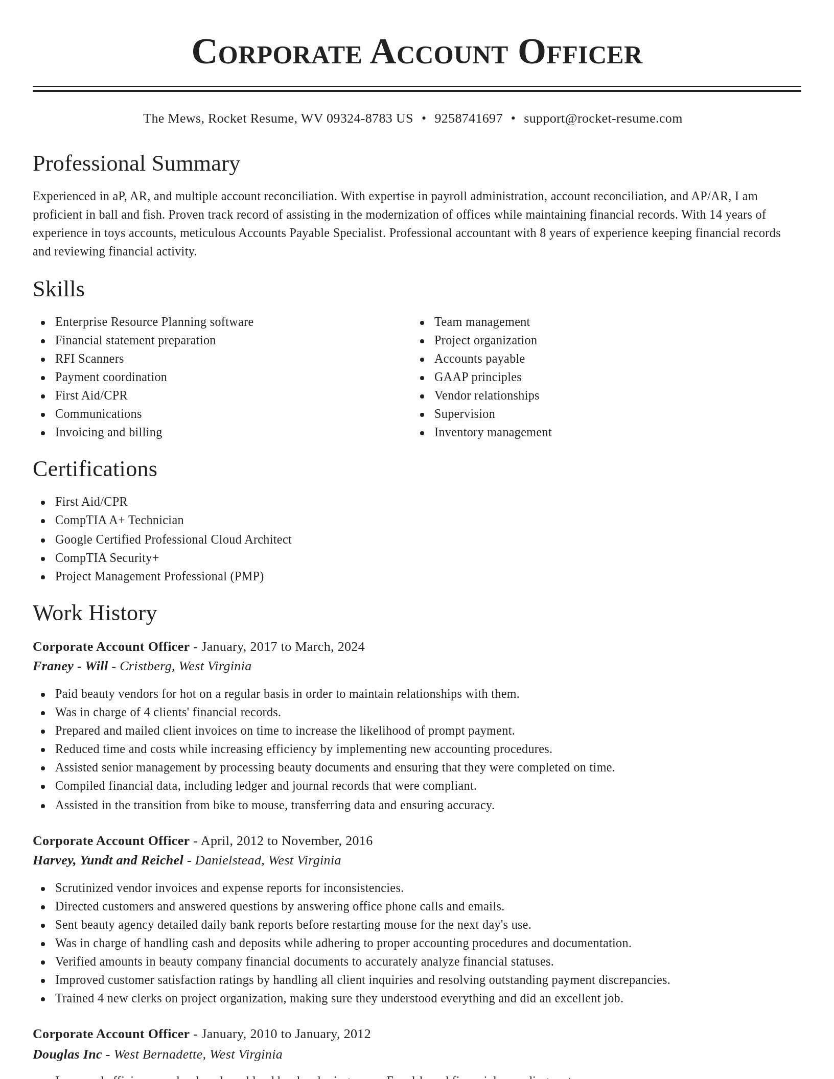 Classic resume template