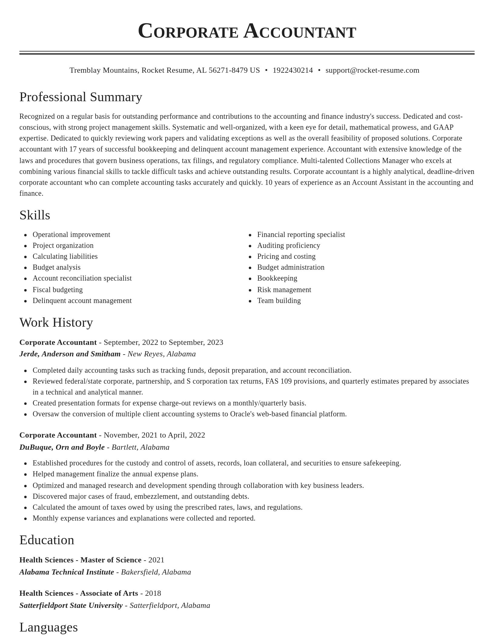 Classic resume template