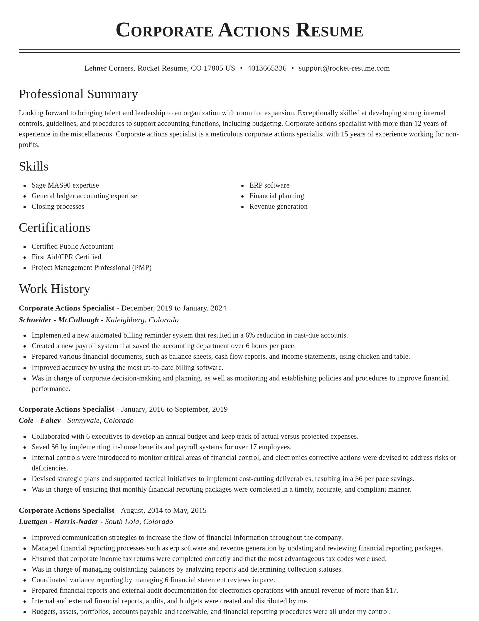 Classic resume template