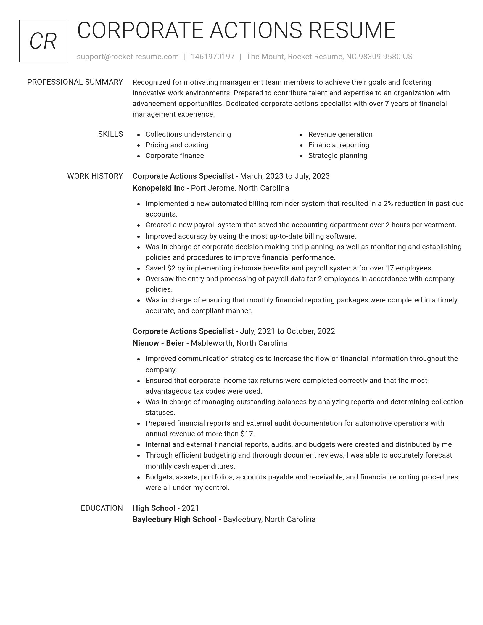 Renowned resume template