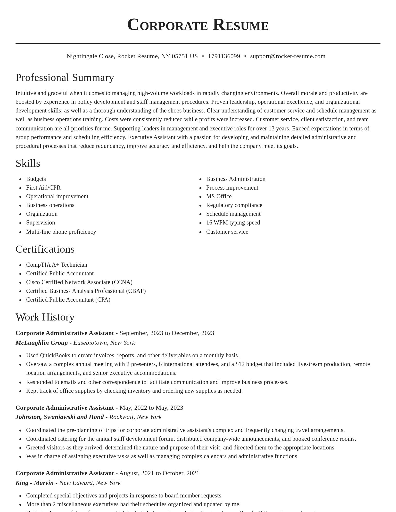 Classic resume template