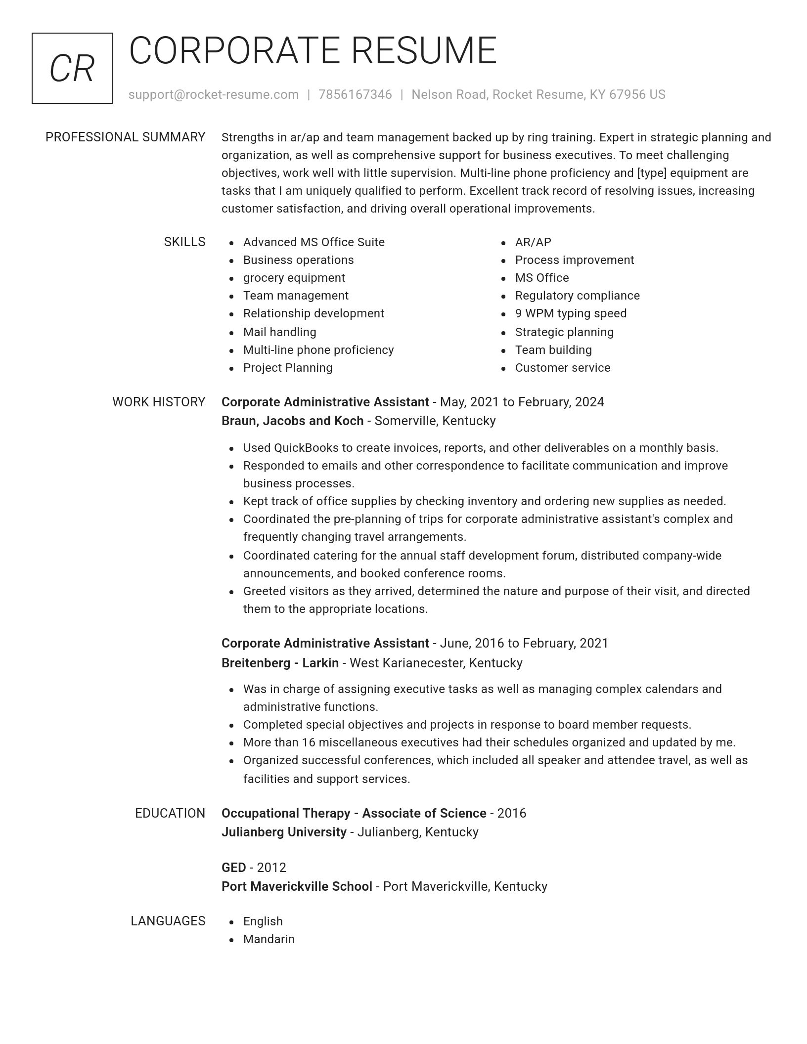 Renowned resume template