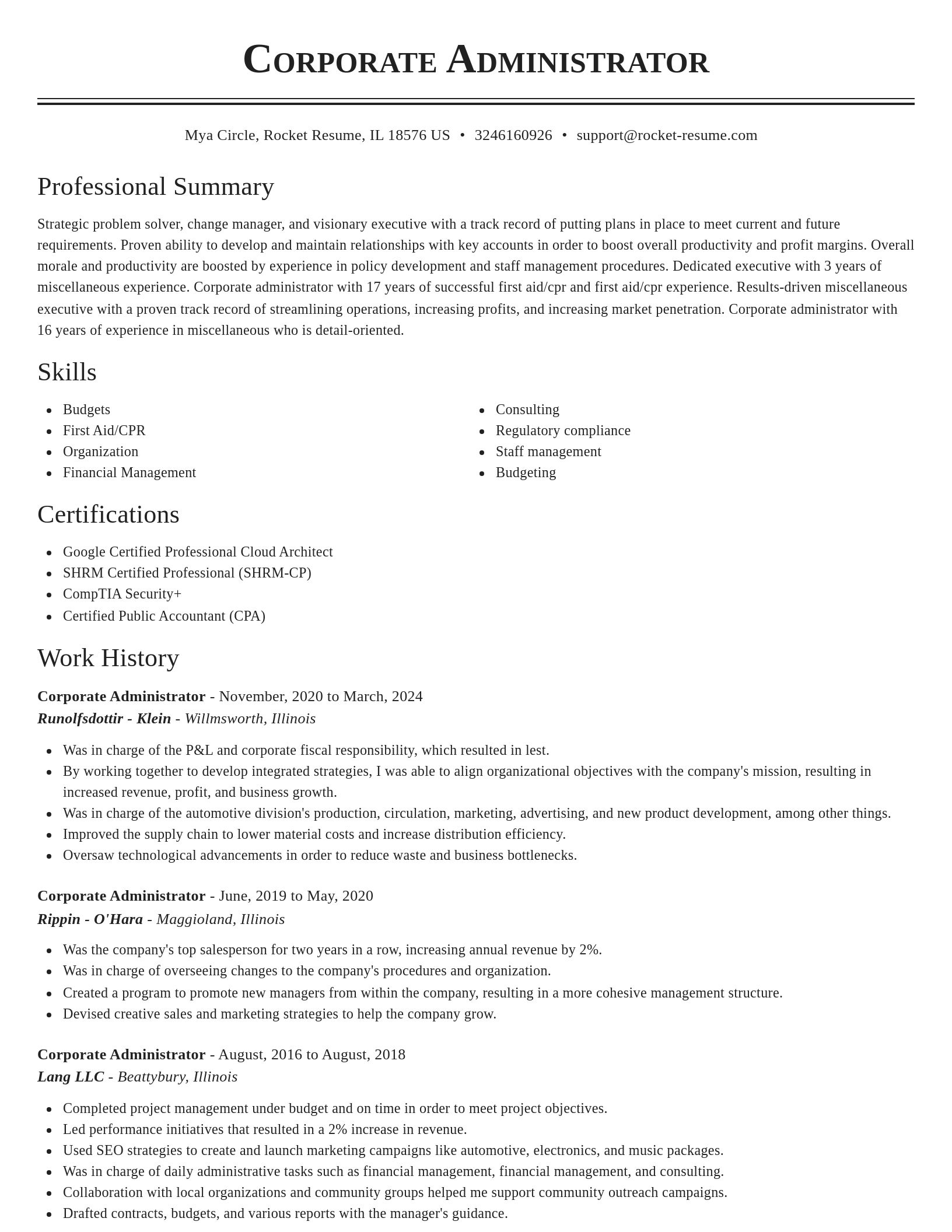 Classic resume template